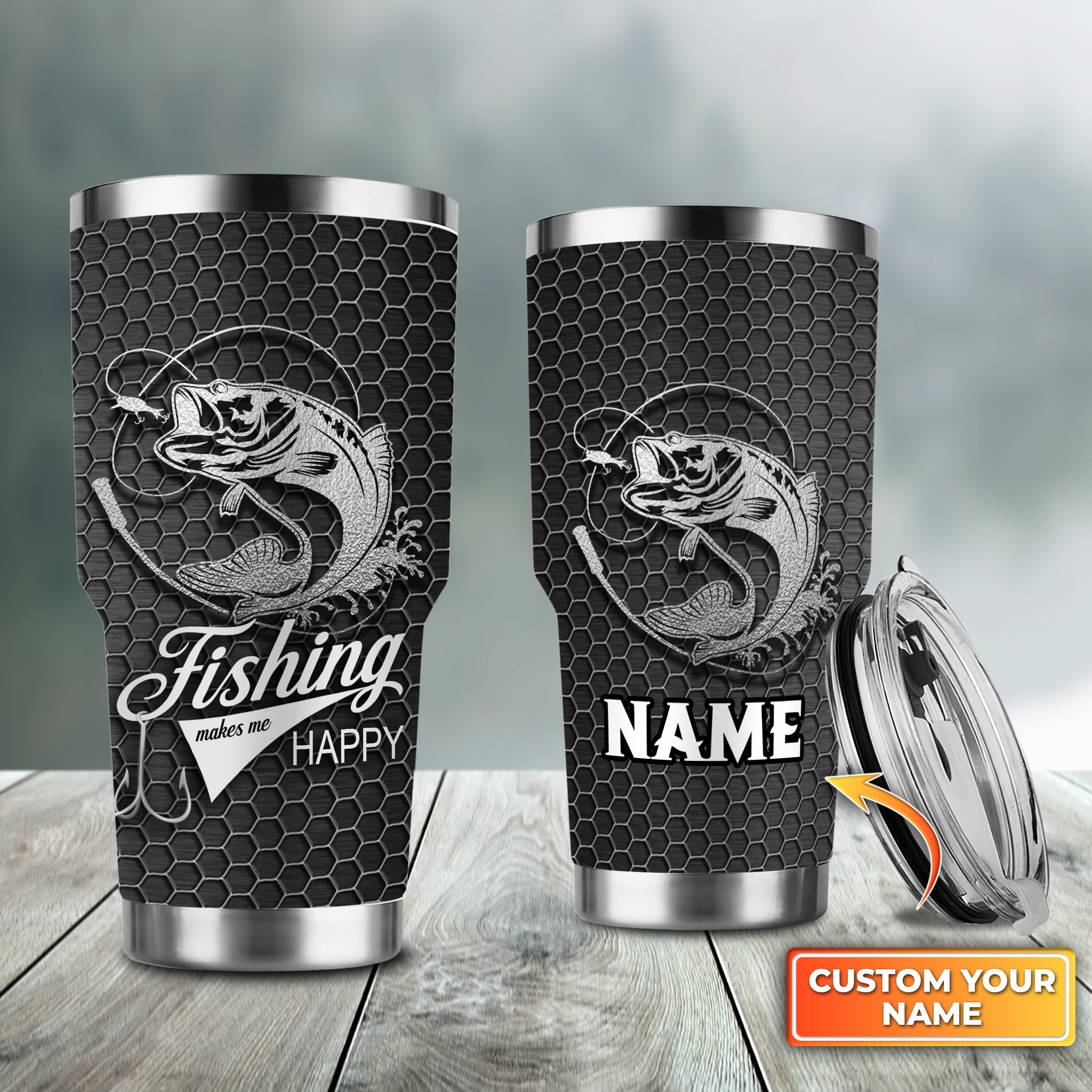 Fishing - Personalized Name Tumbler - Tad 3