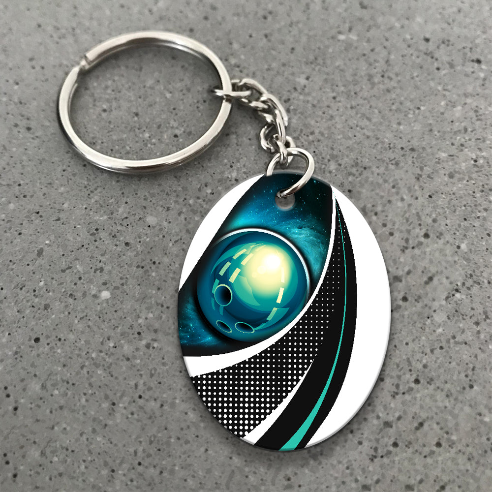 Eagle Bowling Team Blue Bowling Ball Keychain