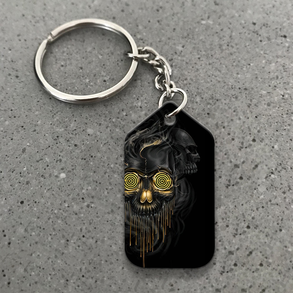 Shut Up And Bowl Golden Skull Keychain Gift For Bowler