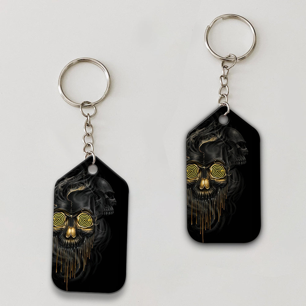 Shut Up And Bowl Golden Skull Keychain Gift For Bowler