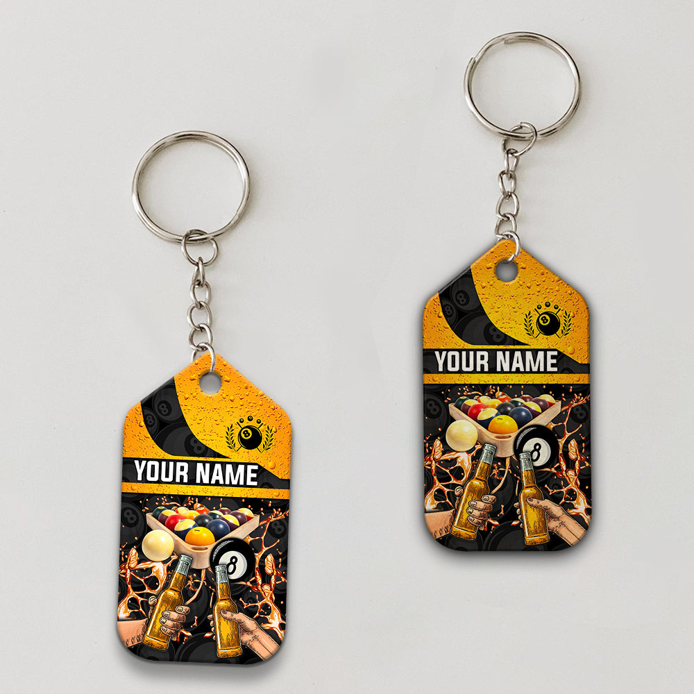 Pool And Beer That's Why I Am Here Personalized Name Keychain Gift For Billiard Players