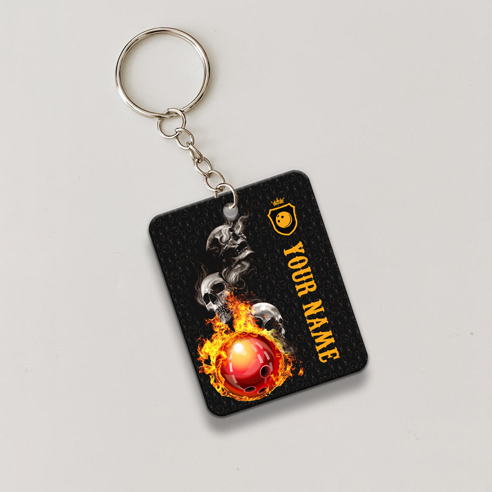 Bowling Skull Hello Darkness My Old Friend Personalized Name Keychain Gift For Bowler