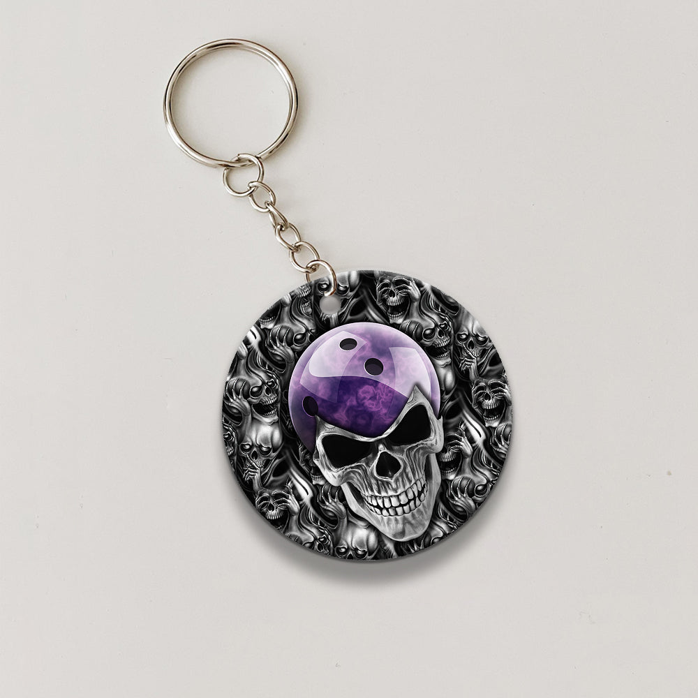 Purple Skull Bowling Ball Keychain