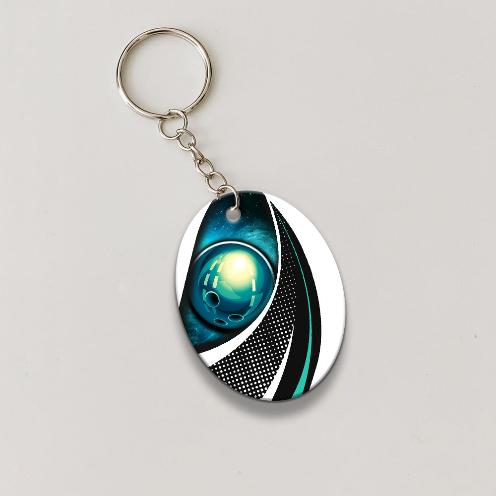 Eagle Bowling Team Blue Bowling Ball Keychain