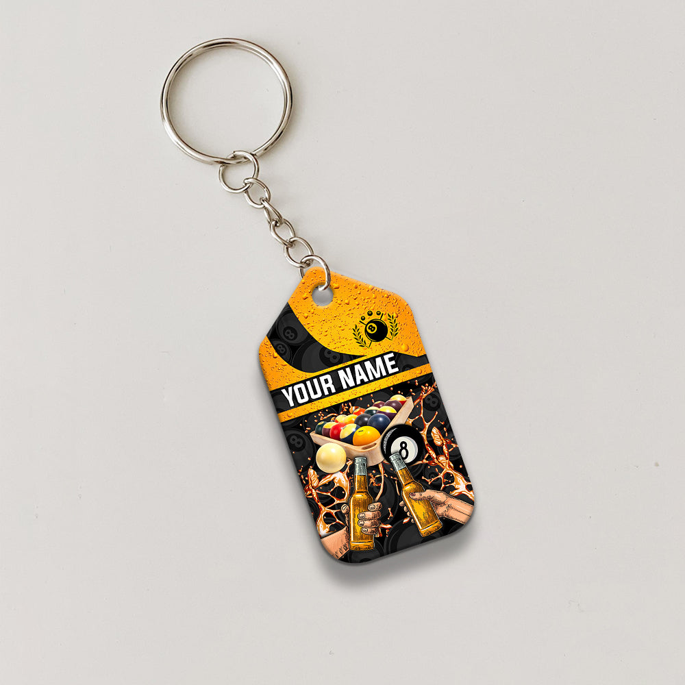 Pool And Beer That's Why I Am Here Personalized Name Keychain Gift For Billiard Players