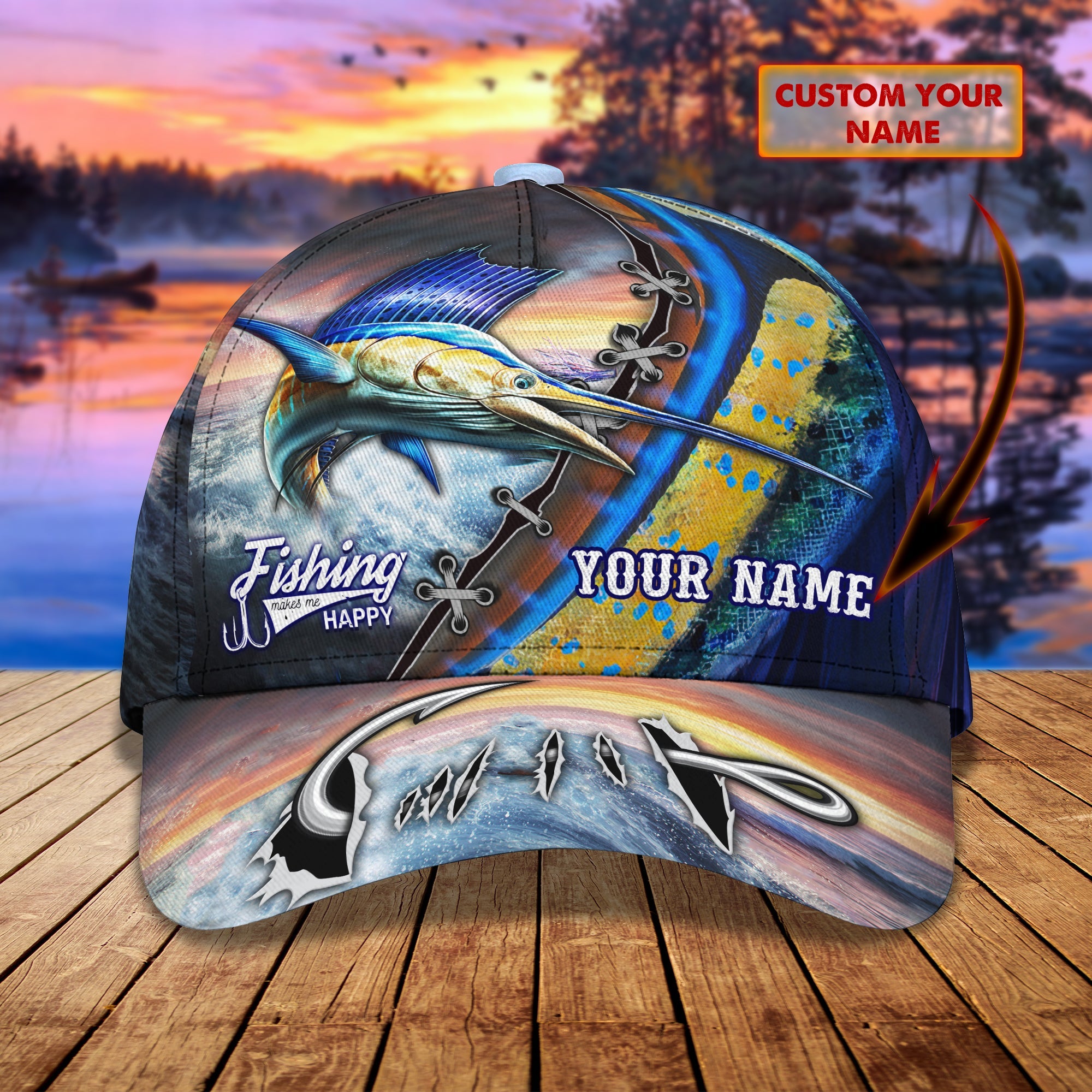 Marlin Fishing - Personalized Name Cap 30 - Nvc97