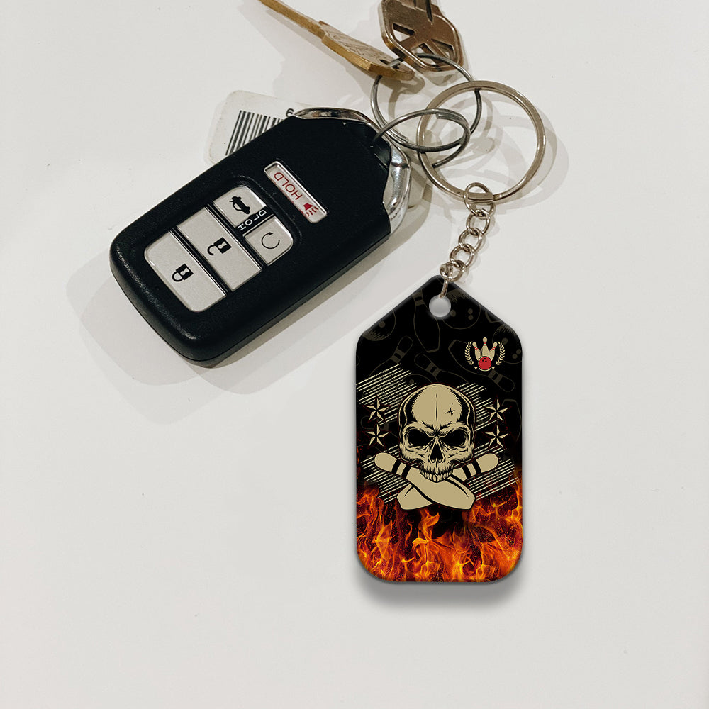 Skull Bowling In Fire Keychain