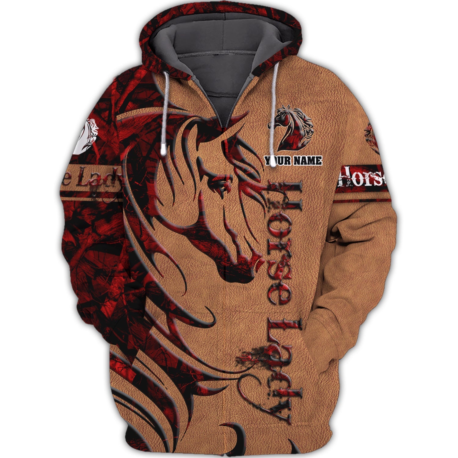 Horse Lady - Personalized Name 3D Zipper Hoodie - CT-DAH-189