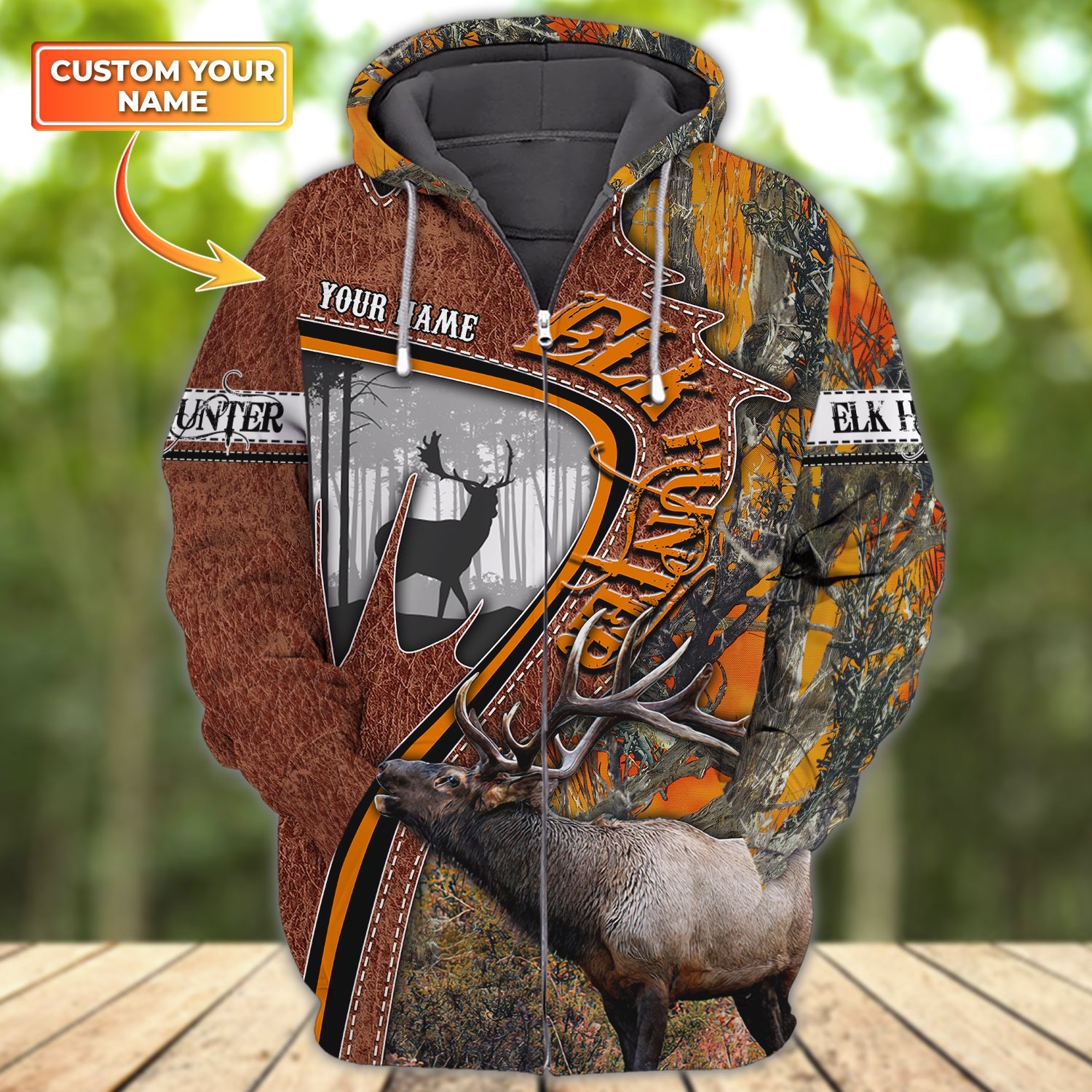 ELK Hunting - Personalized Name 3D Zipper hoodie 15 - HN95