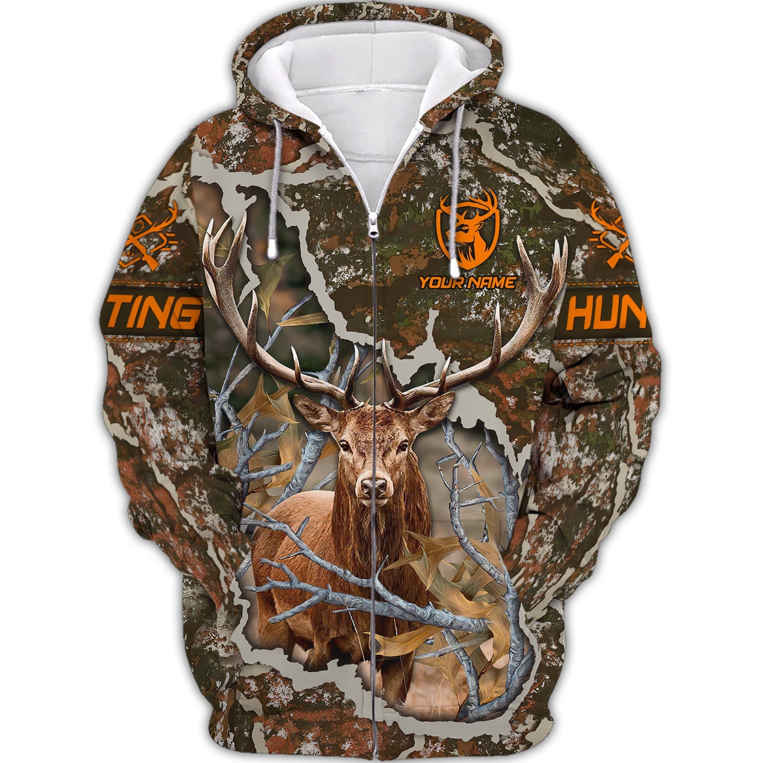 Hunting Personalized Name 3D Zipper Hoodie Deer Hunter Shirt