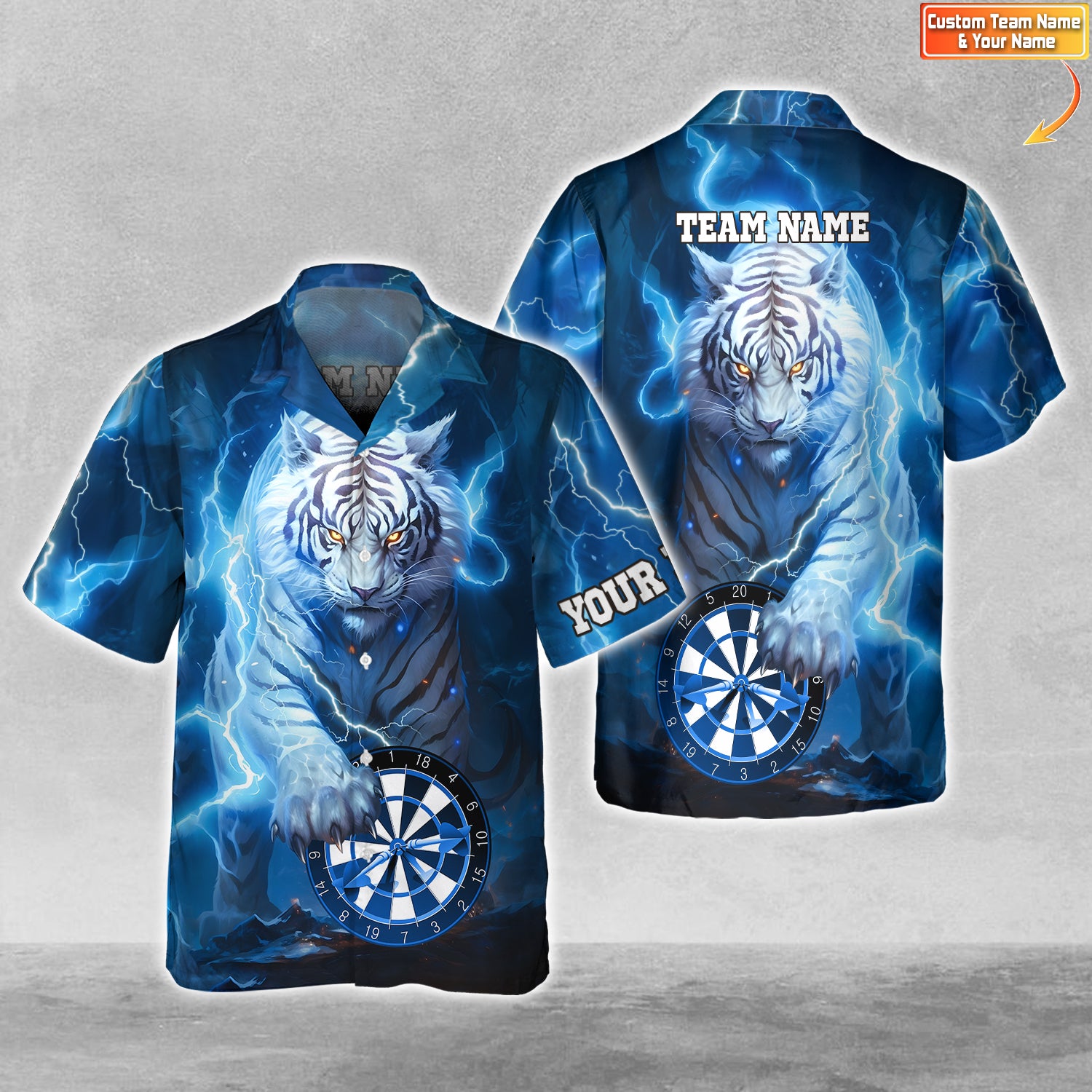 Blue Storm Tiger Personalized Name & Team Name 3D Shirts For Dart Team Player Tad