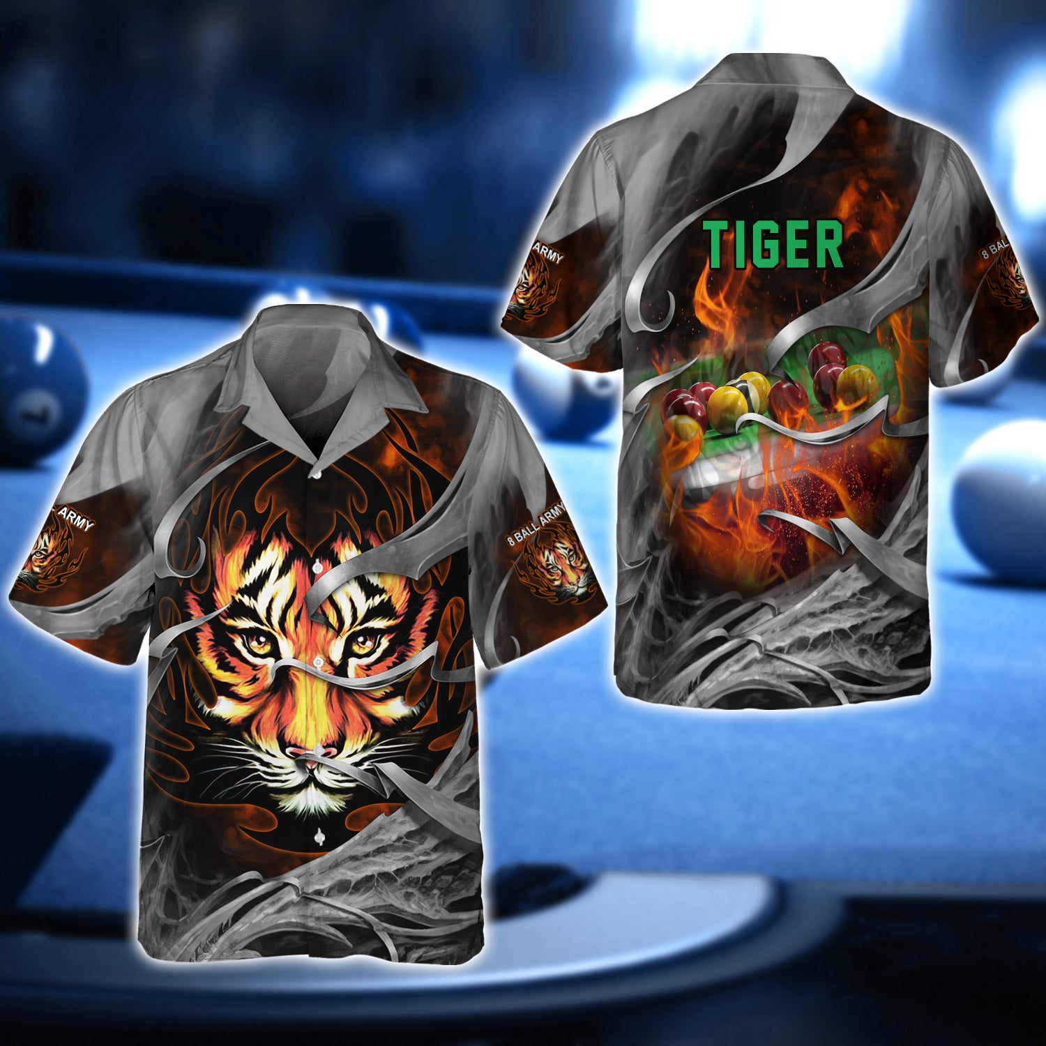 Billiard Tiger Pool 8ball 3D Shirt - QB95