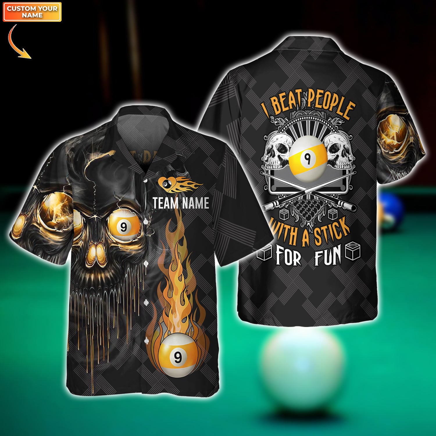 I Beat People With A Stick Billiards 8 Balls Paint Splash Personalized Team Name 3D Shirts Gift For Billiard Players Tad