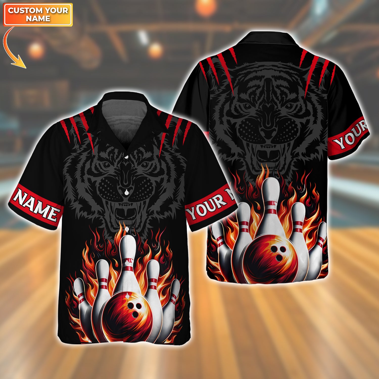 Bowling Tiger Personalized Name & Team Name 3D Shirts Tad Gift For Bowler