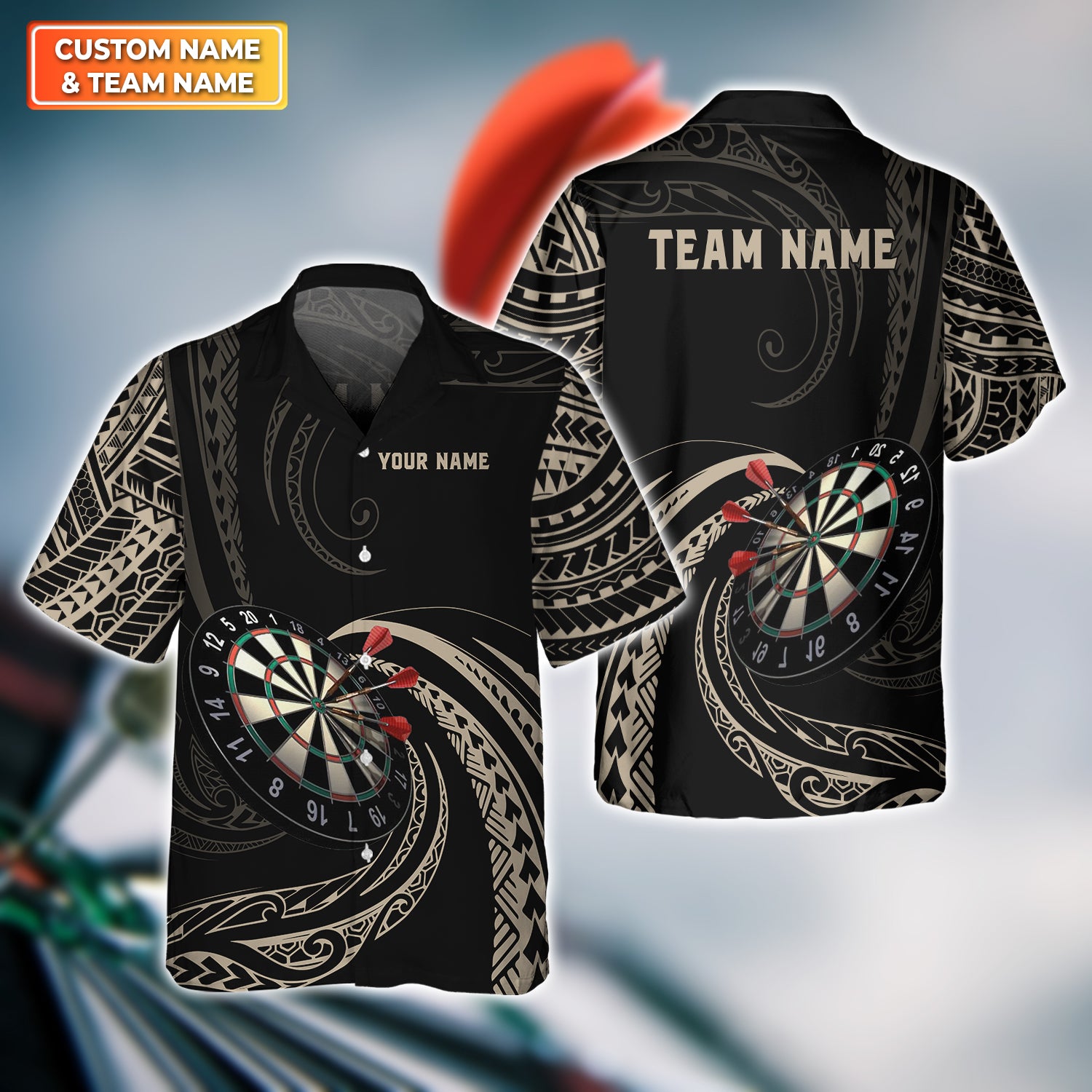 Tattoo Maori Darts Personalized Name & Team Name 3D Shirts For Dart Team Player Tad