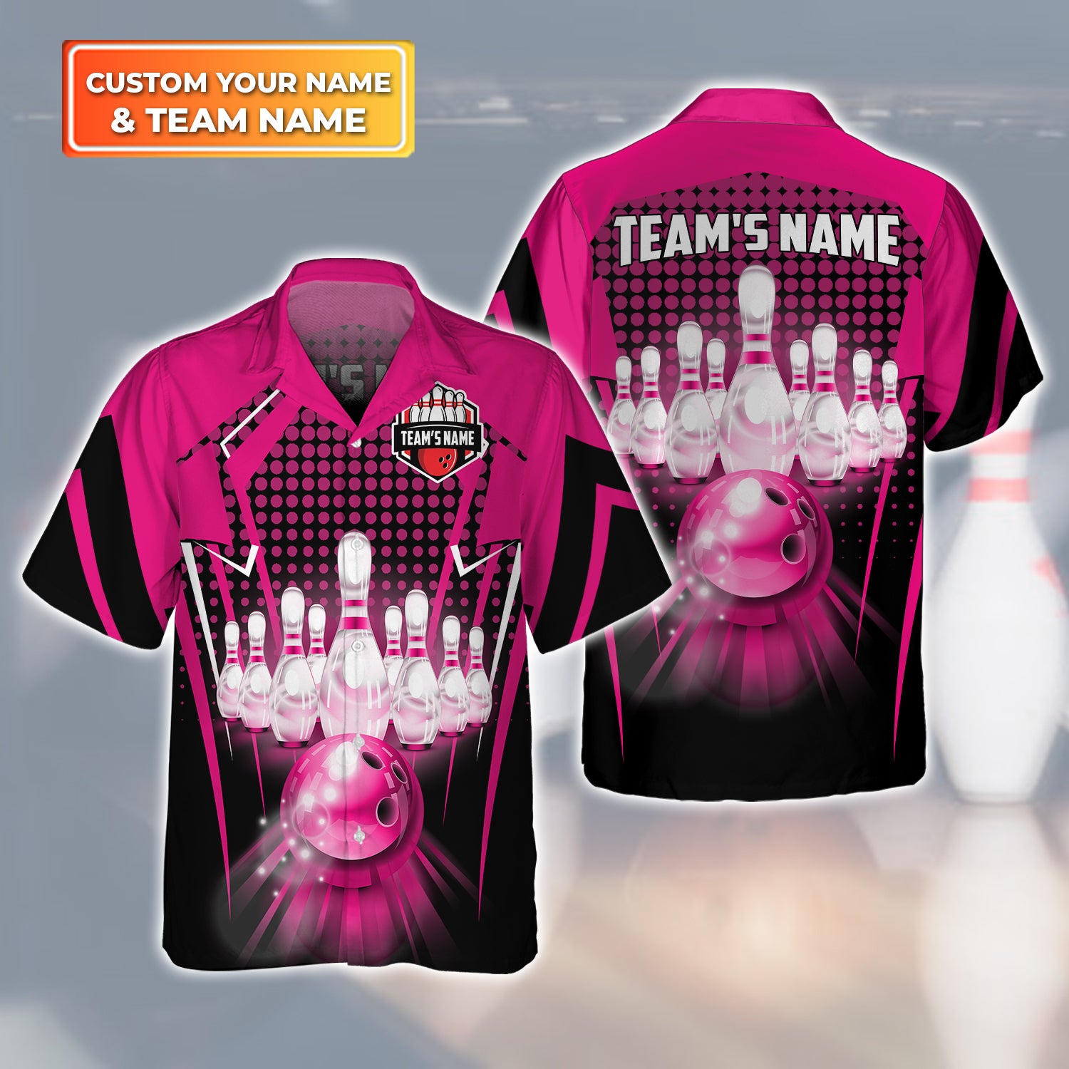 Bowling And Pins Pink Personalized Name & Team Name 3D Shirts Tad Gift For Bowler