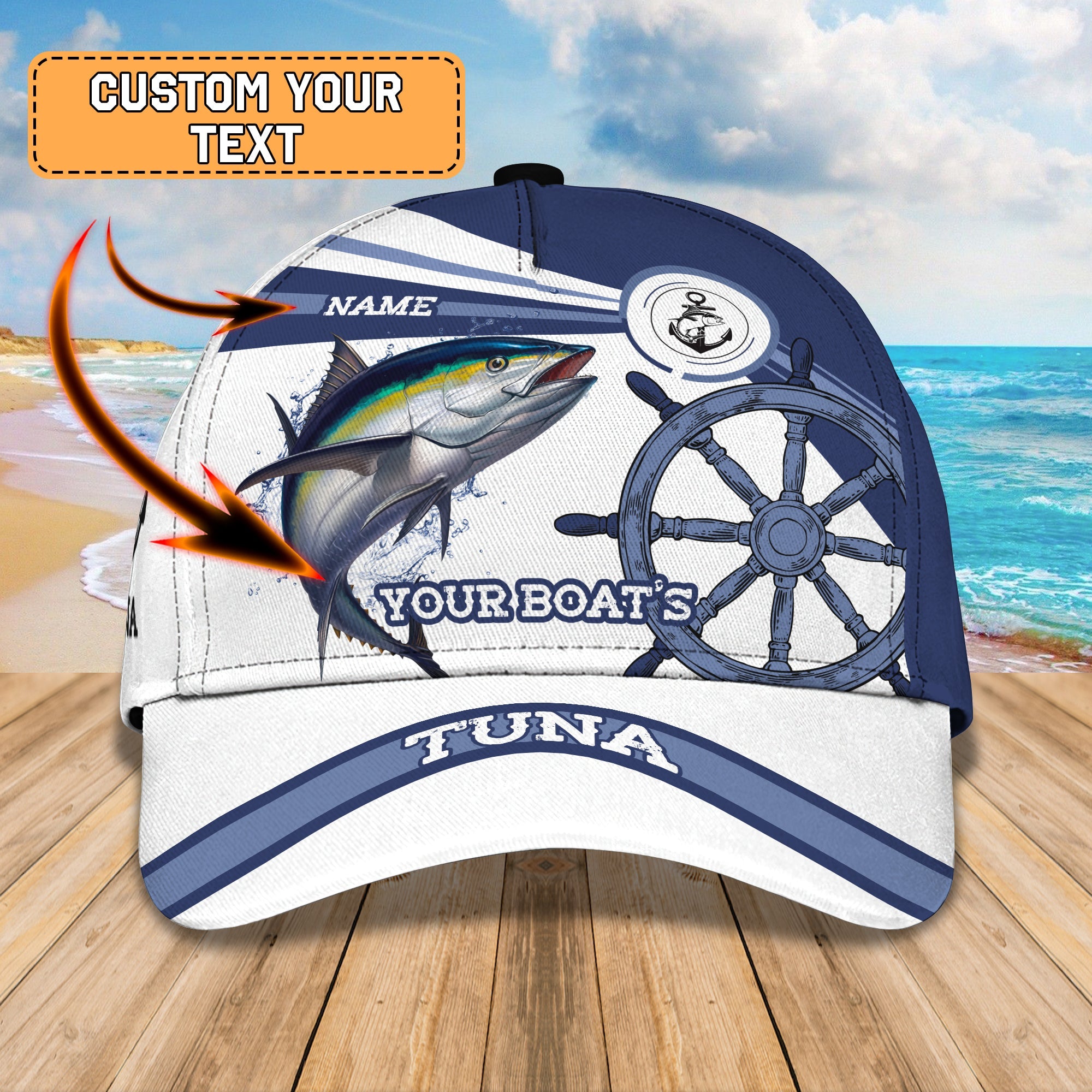 Tuna Ocean Fishing - Personalized Name Cap - Nt168 - Ct070