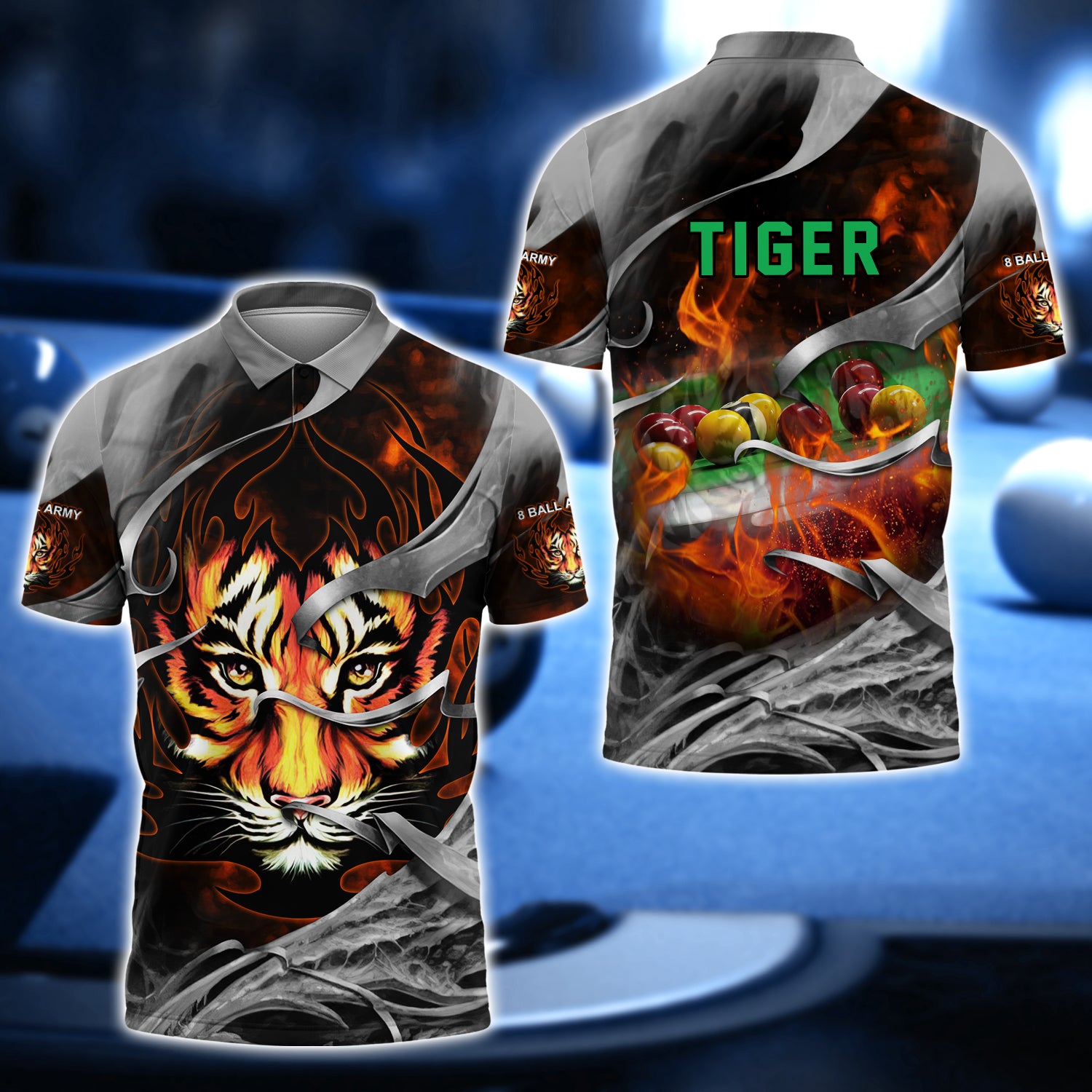 Billiard Tiger Pool 8ball 3D Shirt - QB95