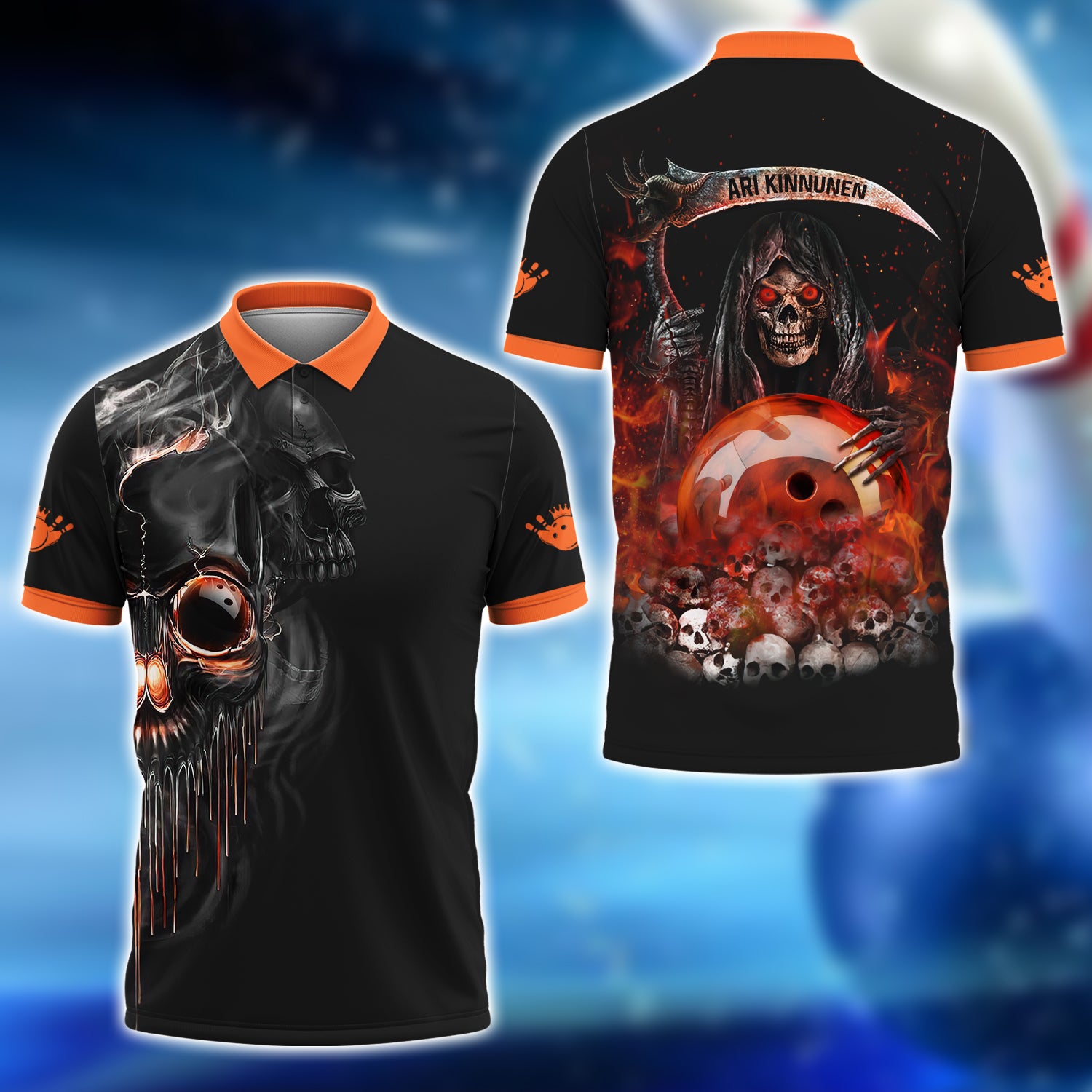 ARI KINNUNEN - Orange Grim Reaper Bowling 3D Shirt - QB95