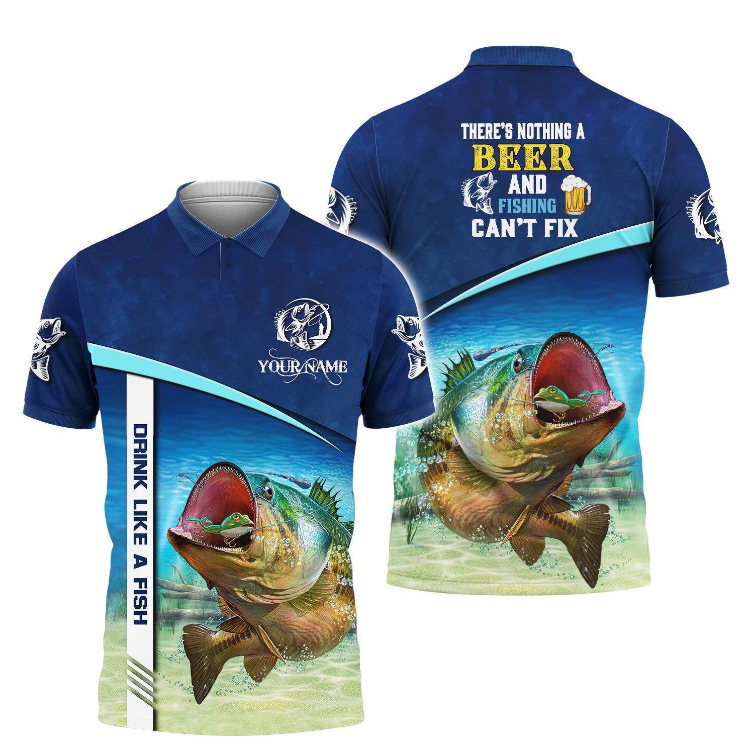 There's Nothing Beer And Fishing Can't Fix - Personalized Name 3D Polo Shirt - QB95