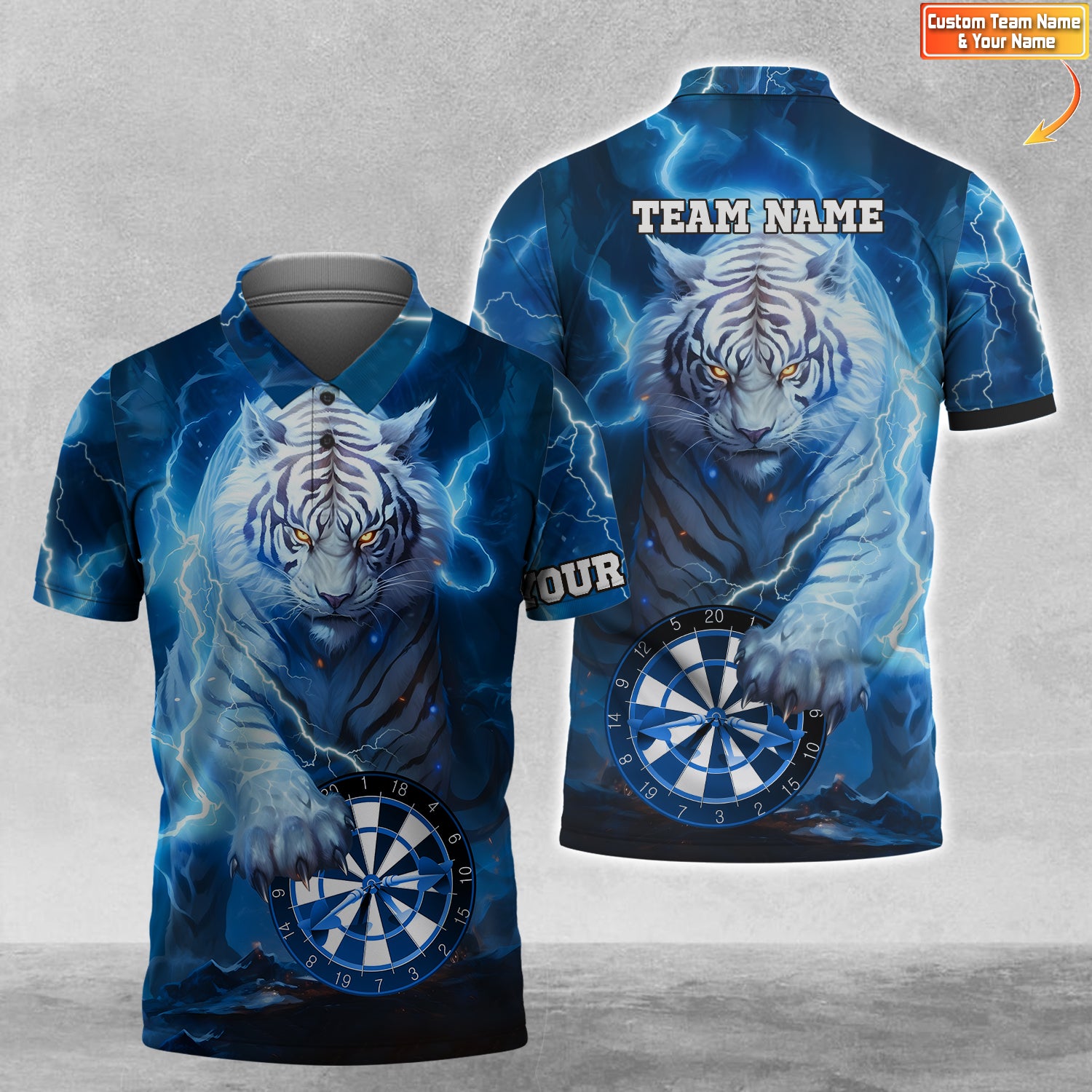 Blue Storm Tiger Personalized Name & Team Name 3D Shirts For Dart Team Player Tad