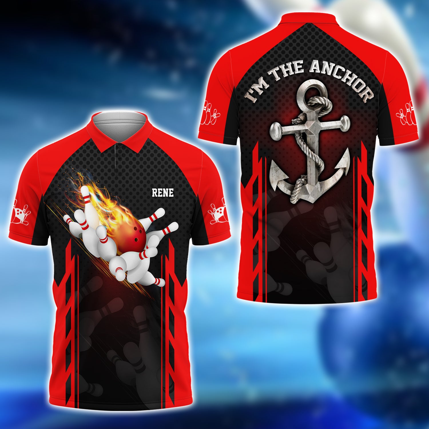 I'm the Anchor - Red Bowling Ball On Fire 3D Shirt - QB95