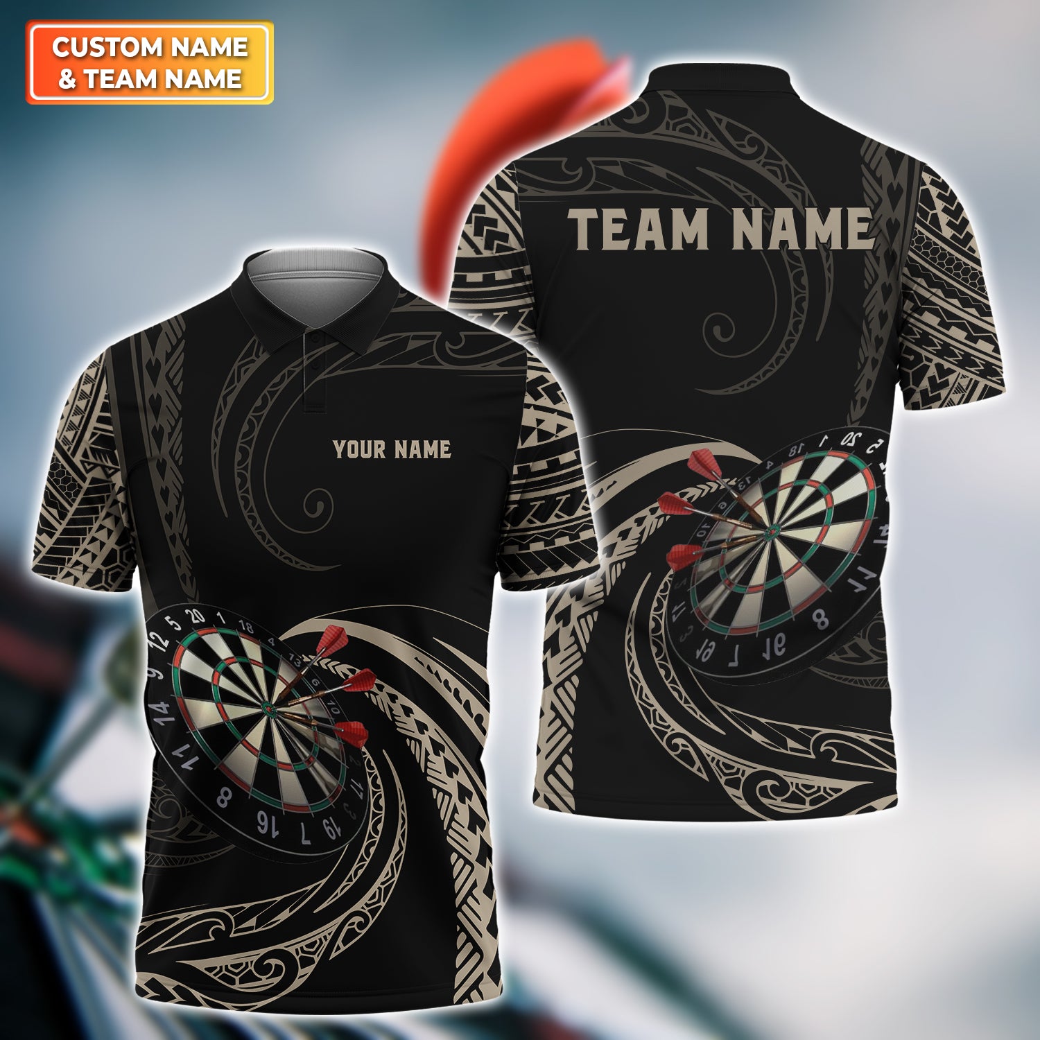 Tattoo Maori Darts Personalized Name & Team Name 3D Shirts For Dart Team Player Tad