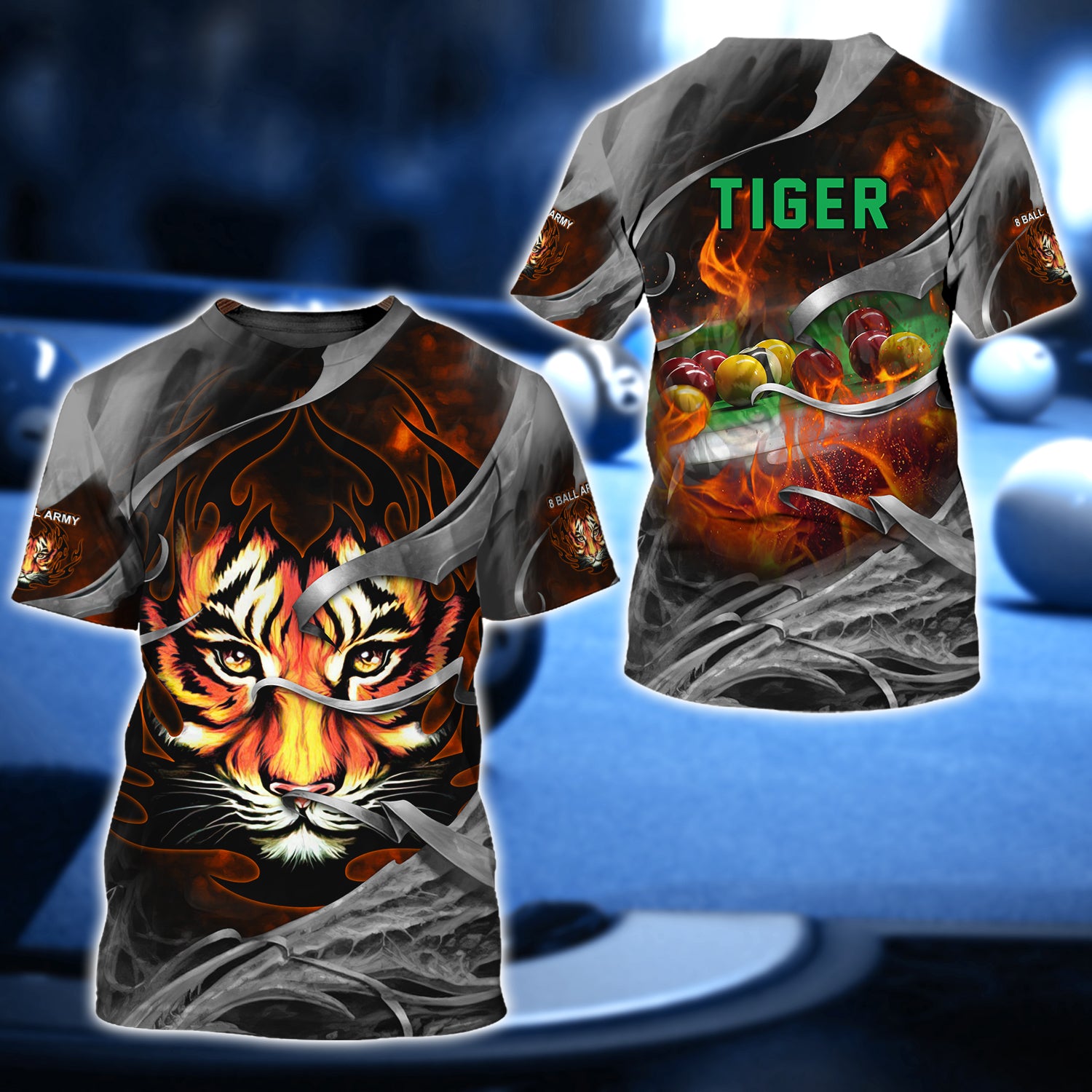 Billiard Tiger Pool 8ball 3D Shirt - QB95