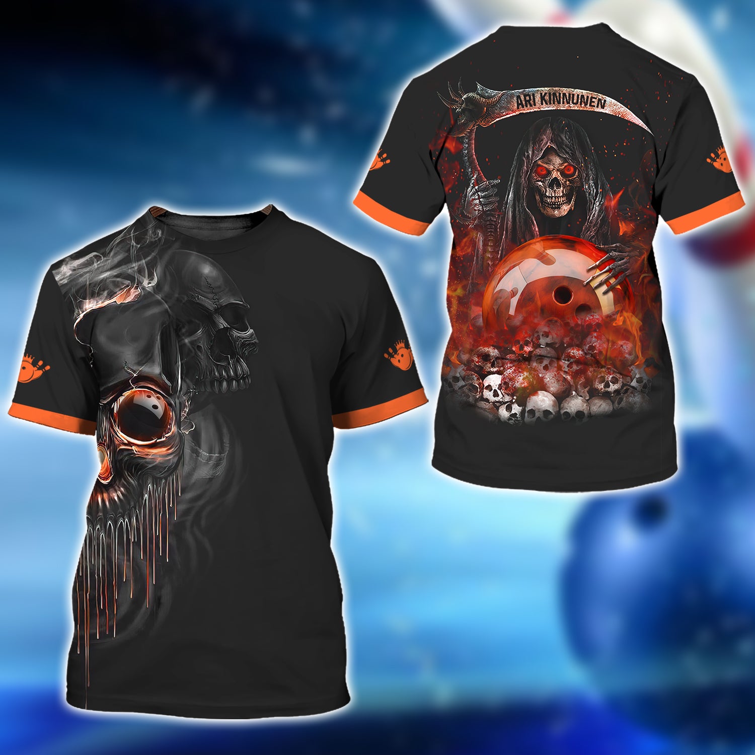 ARI KINNUNEN - Orange Grim Reaper Bowling 3D Shirt - QB95