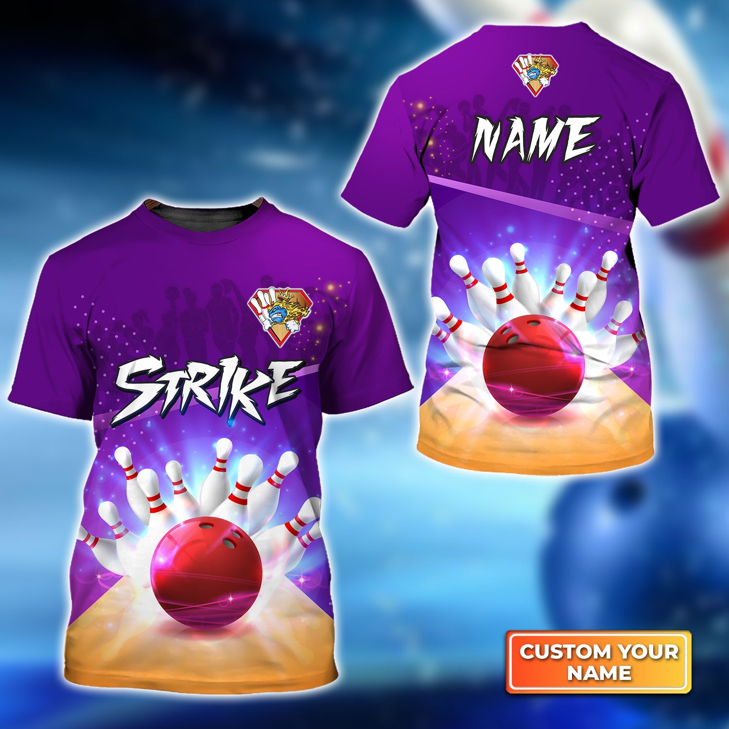 3D Customized Bowling Strike Pin And Red Ball T-Shirt Gift For Bowlers