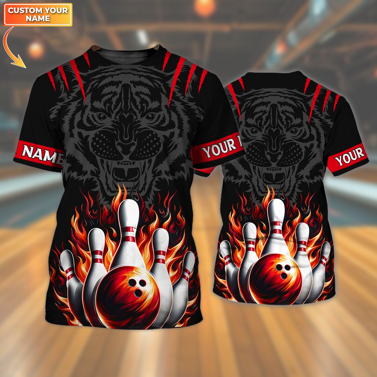 Bowling Tiger Personalized Name & Team Name 3D Shirts Tad Gift For Bowler