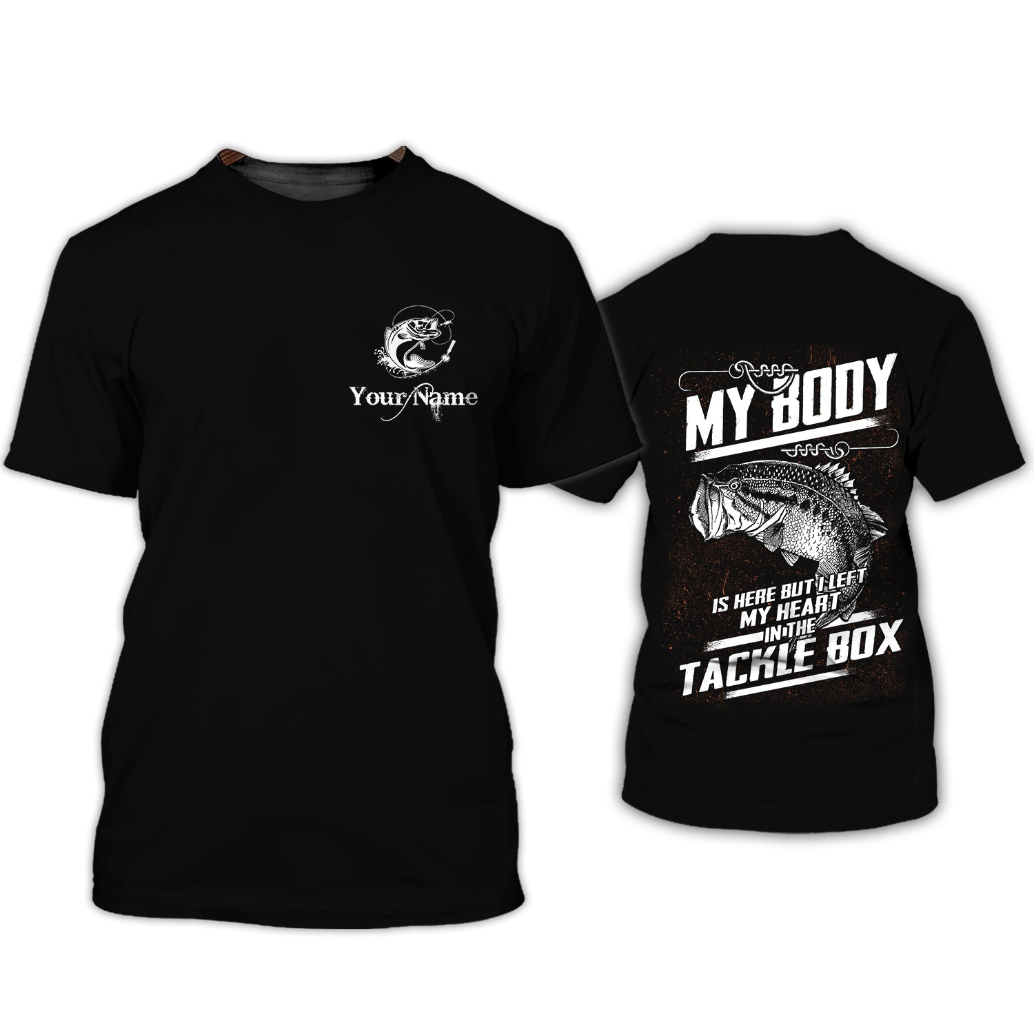 Bass Fishing My Heart In The Tackle Box - Personalized Name 3D Tshirt