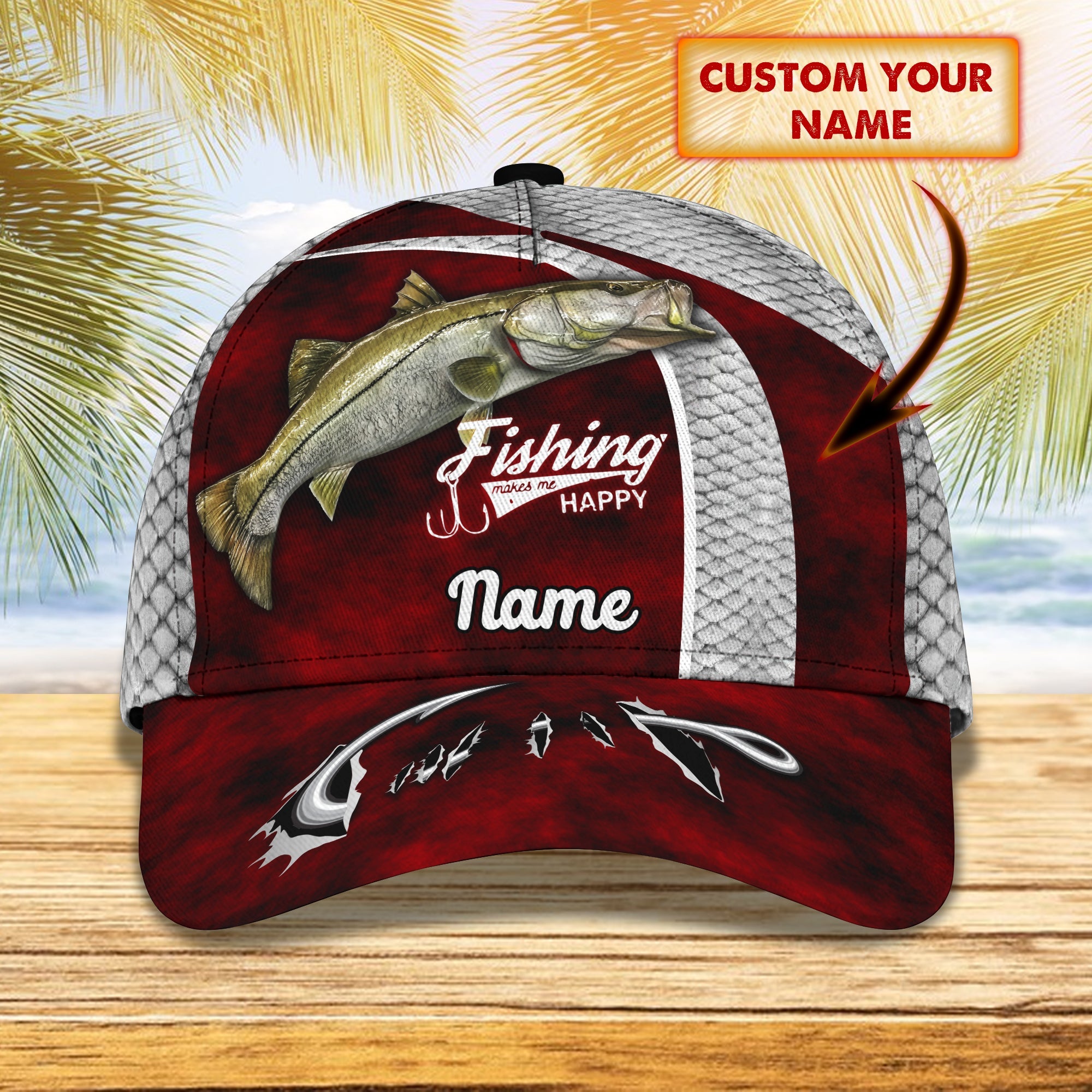 Snook Fishing- Personalize Name Cap  - Loop - Ntp-343