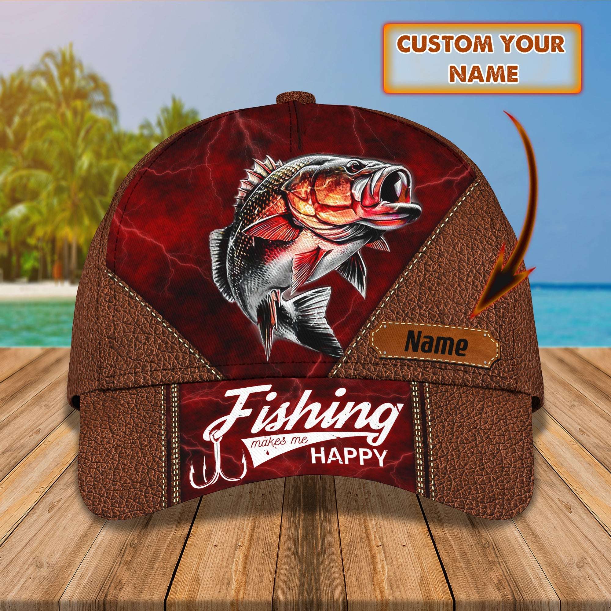 Bass Fishing - Personalize Name Cap - 254