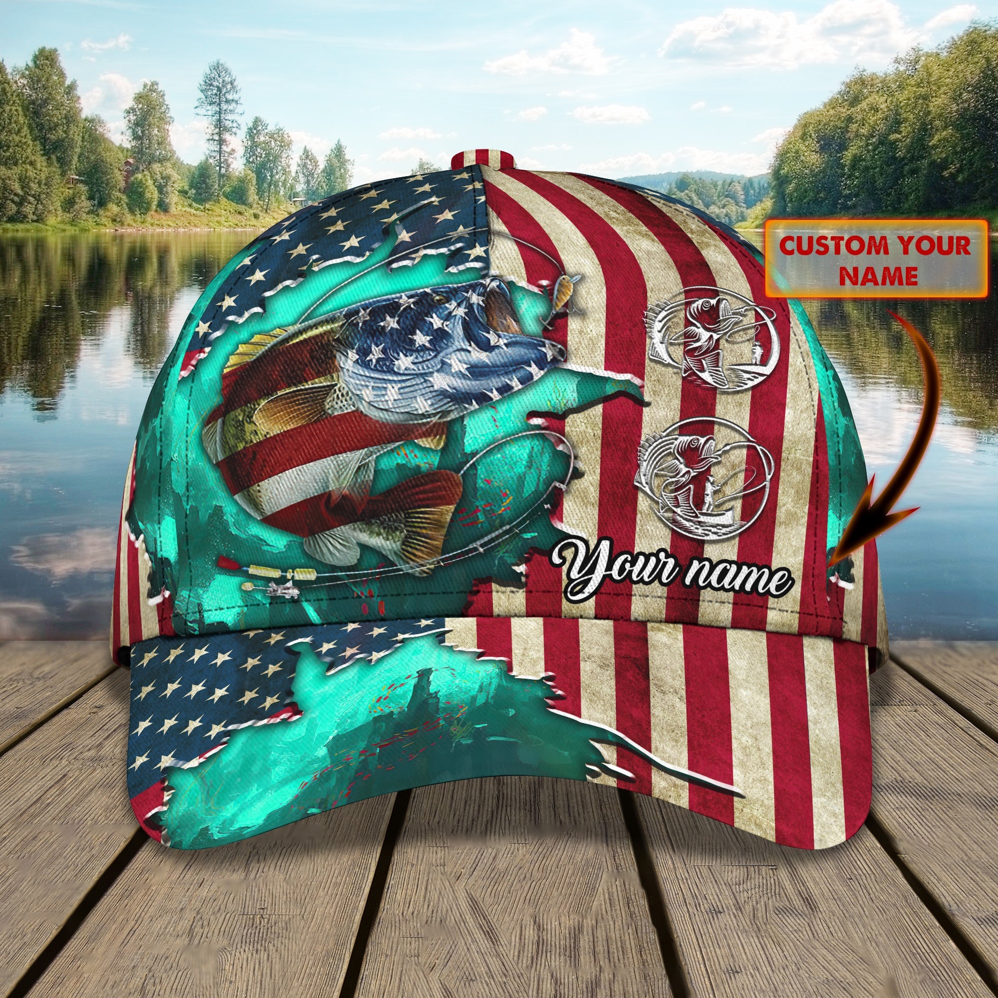 America Fishing - Personalized Name Cap - Urt96