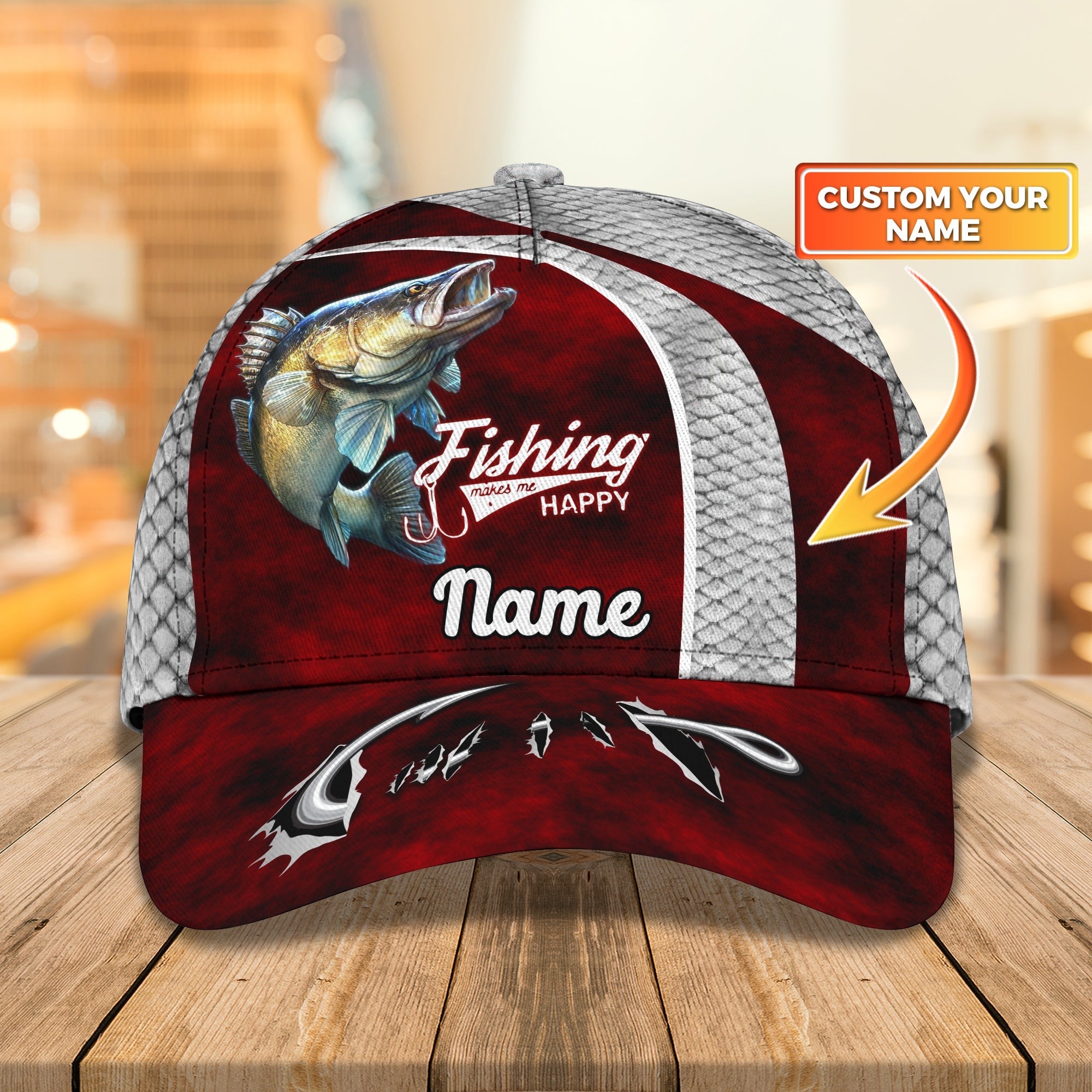 Walleye Fishing Personalize Name Cap Fishing Make Me Happy