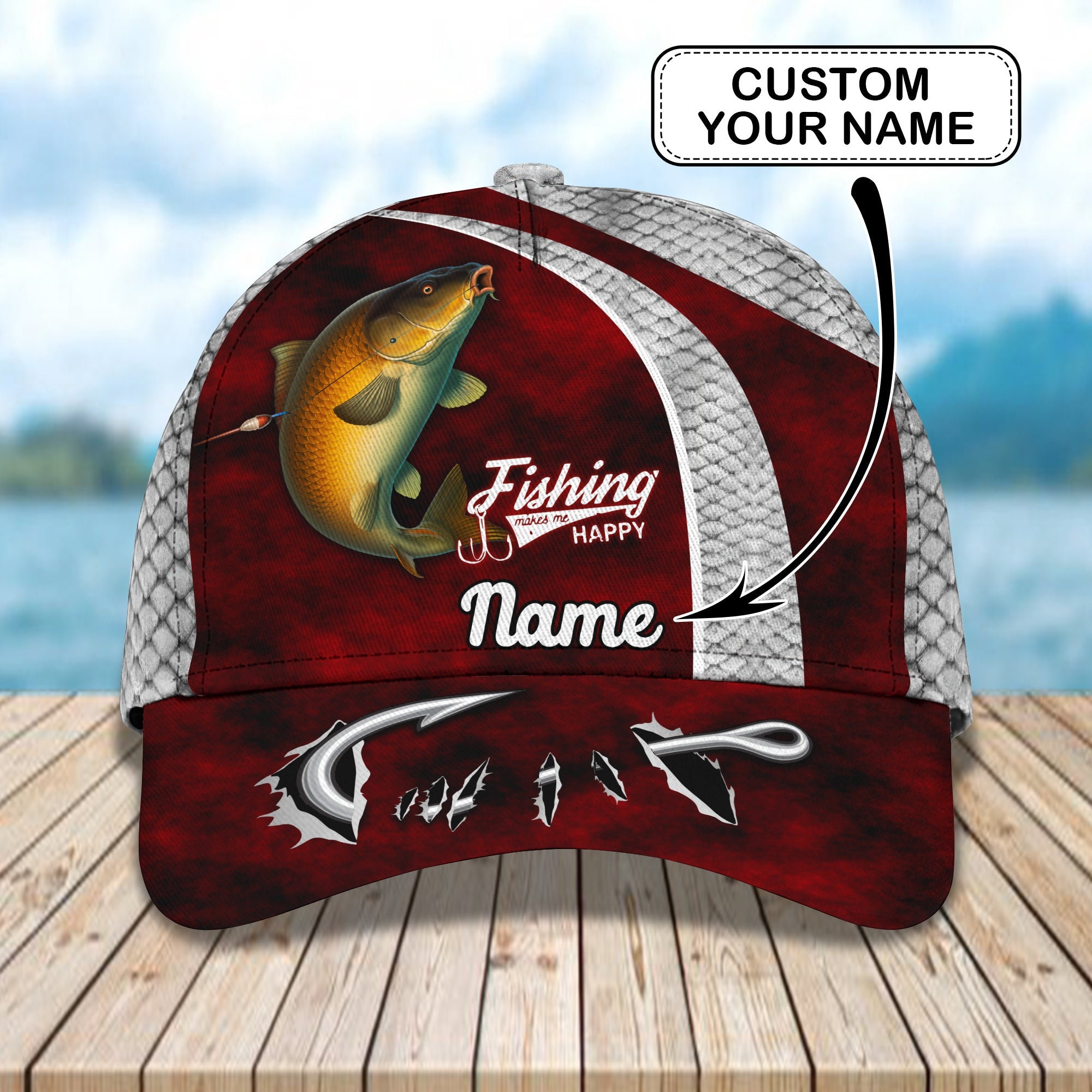 Carp Fishing 12 - Personalize Name Cap  - Loop - Ntp-169