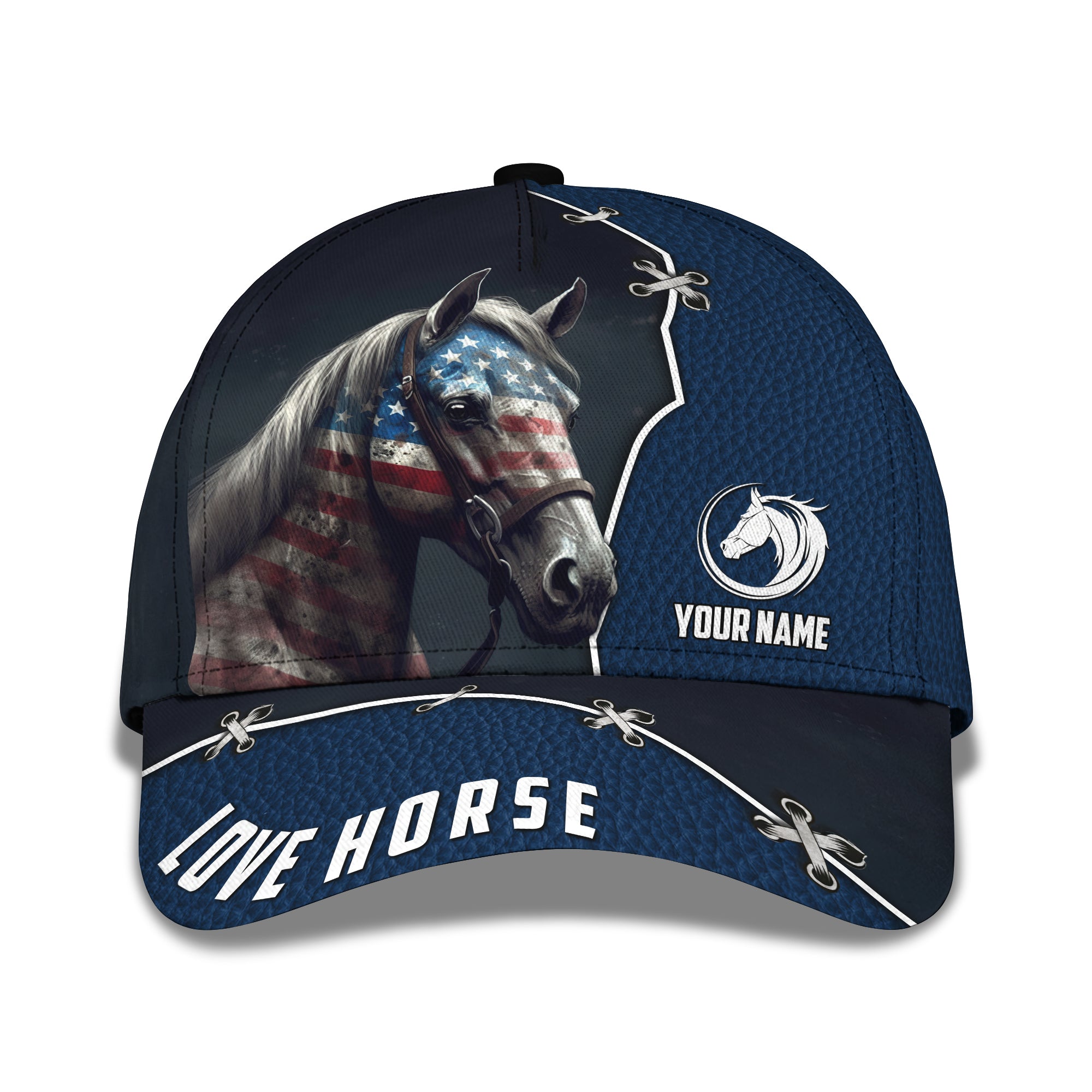 Personalized Fishing Cap US Horse And Blue Leather Pattern Men Women Hats