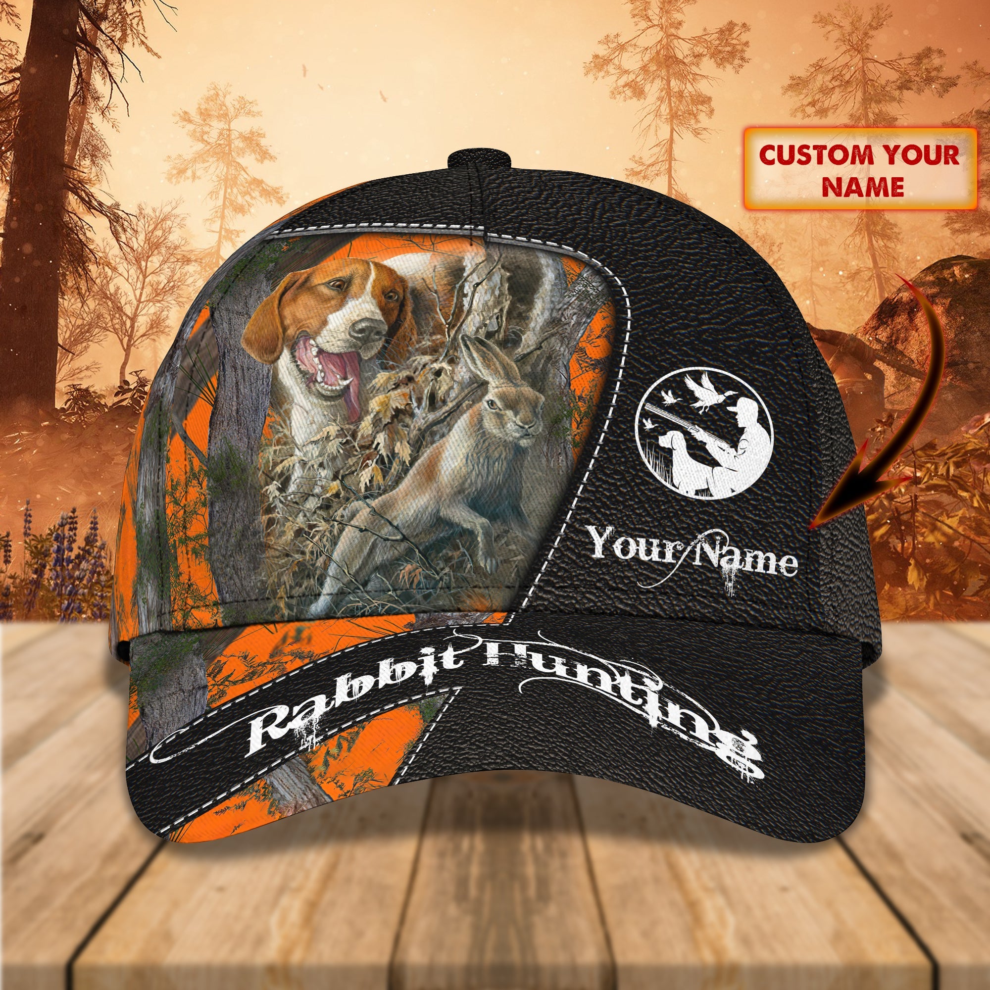 Beagle Hunting - Personalized Name Cap 01 - (Text Orange)