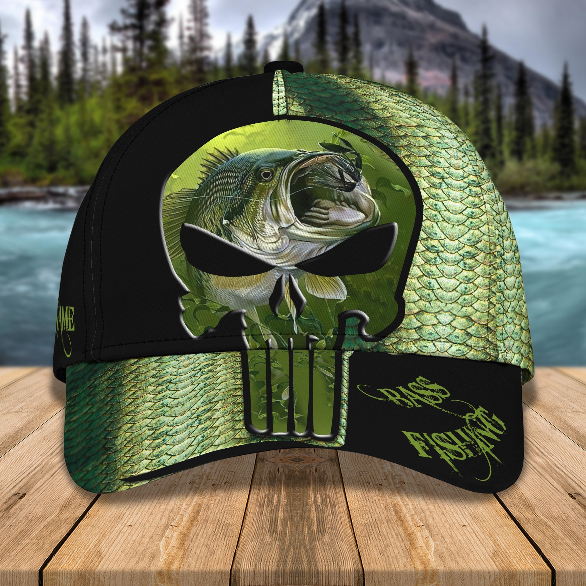 Bass Fishing 22 - Personalized Name Cap