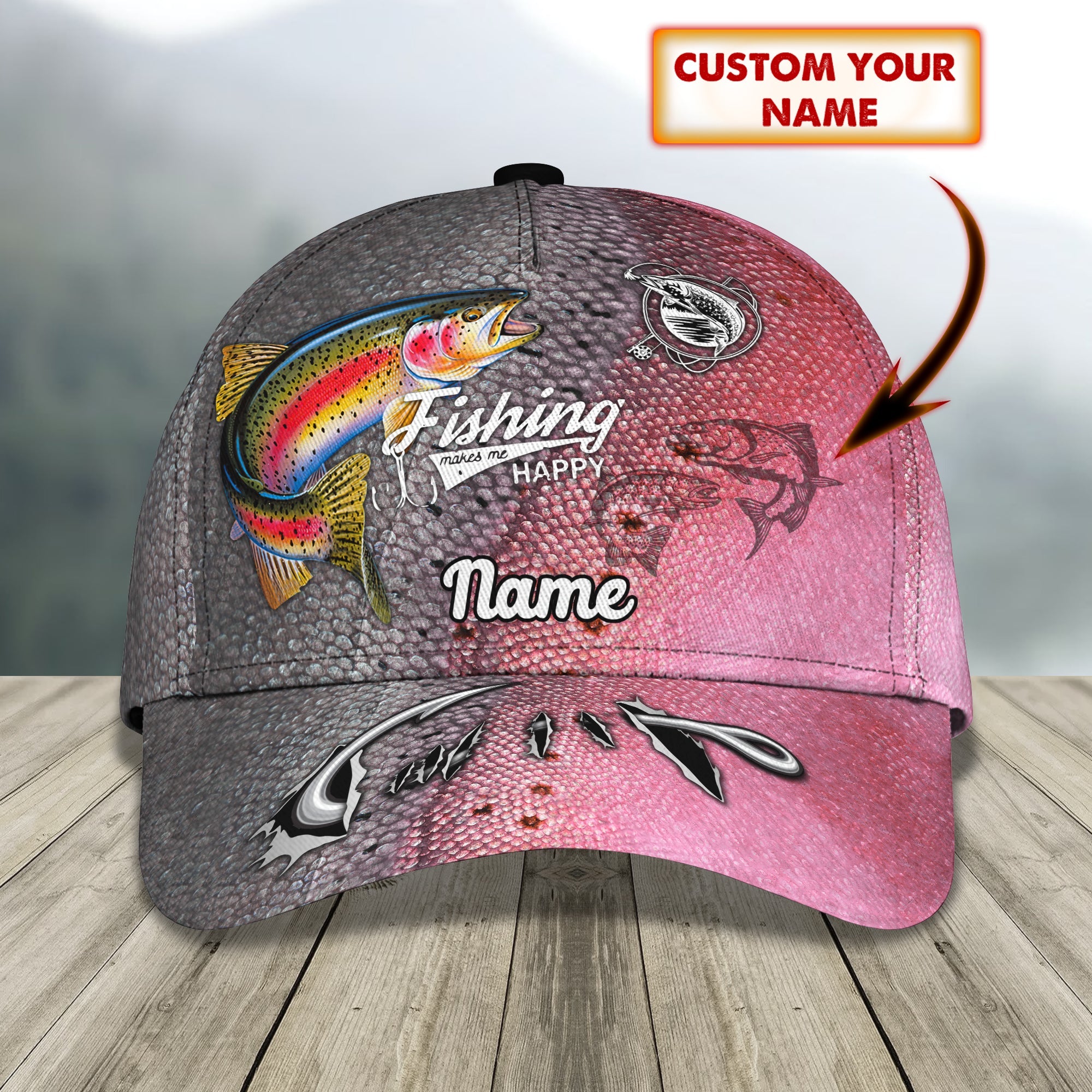 Trout Fishing 08 - Personalize Name Cap  - Loop - Ntp-165