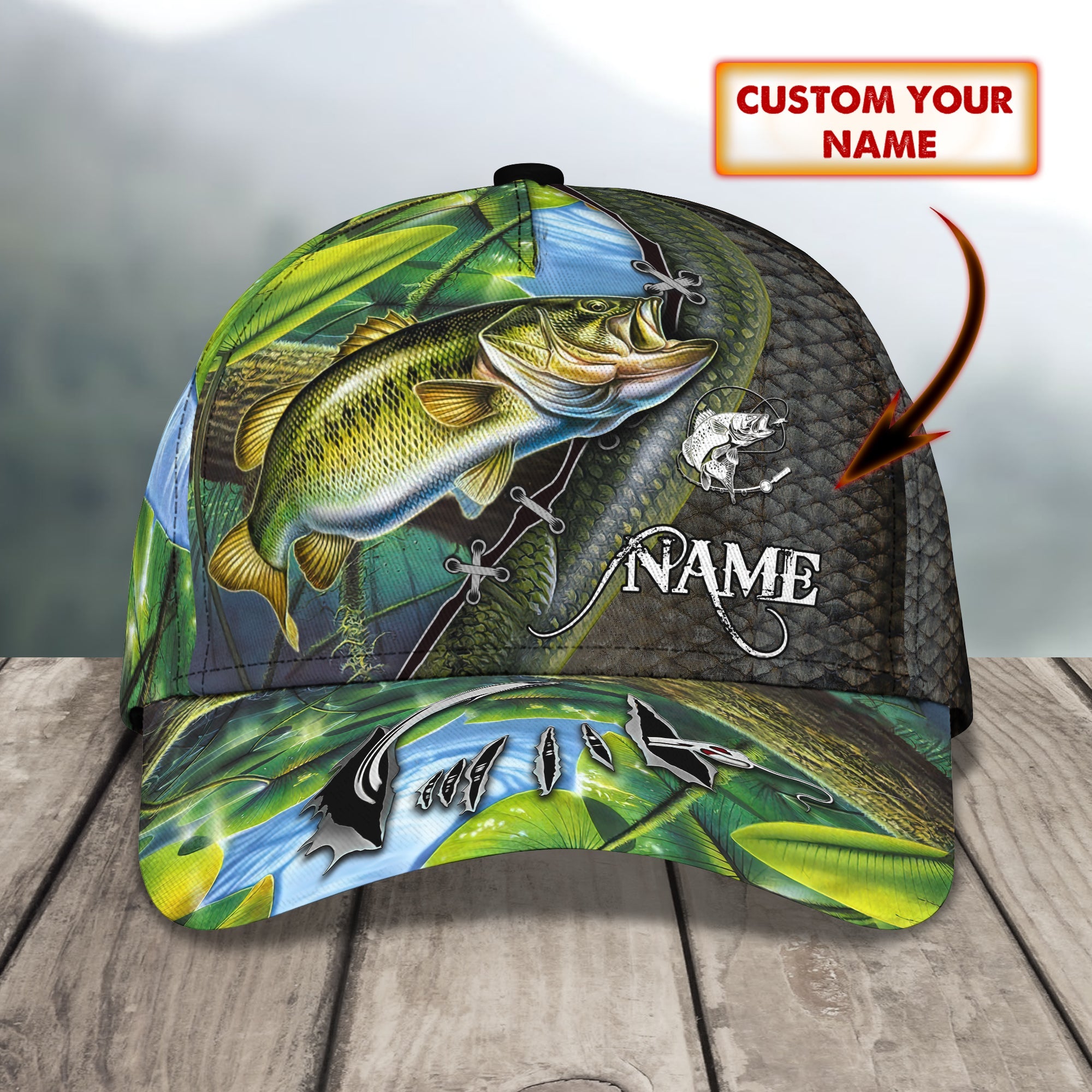 Bass Fishing 18 - Personalize Name Cap - 179