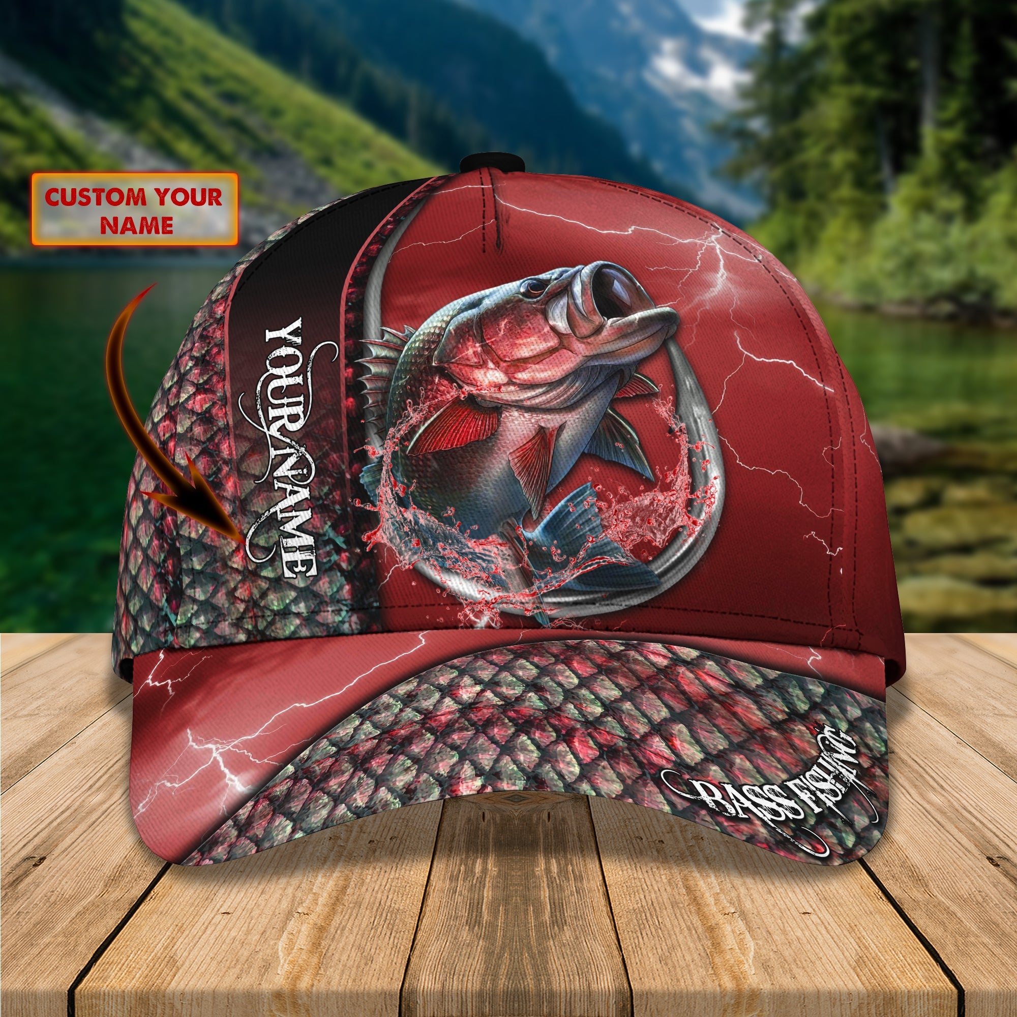 Bass Fishing - Personalized Name Cap - 49