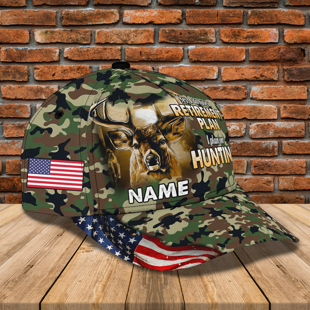 American - Deer Hunting 3- Personalized Name Cap - Loop- T2k-165