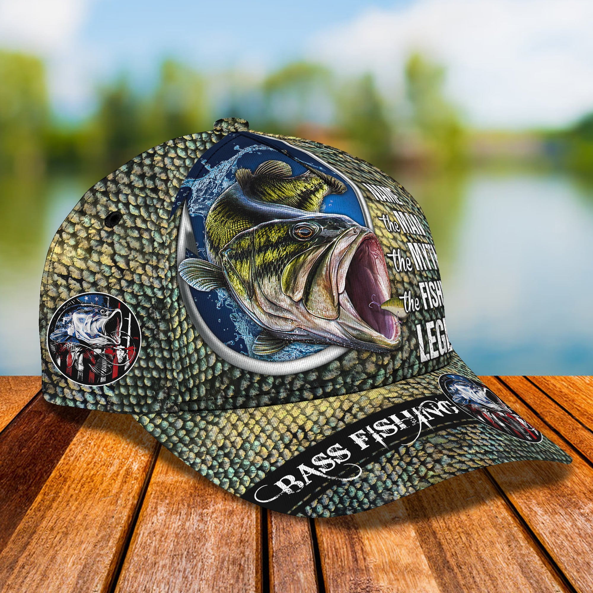 Bass Fishing - Personalized Name Cap