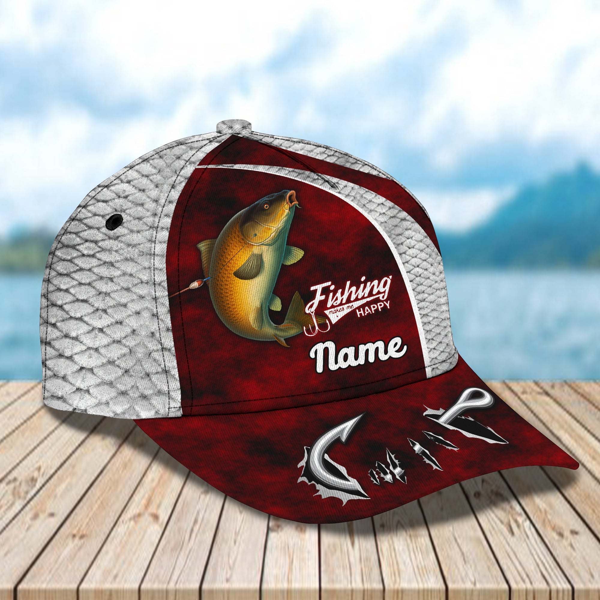 Carp Fishing 12 - Personalize Name Cap  - Loop - Ntp-169
