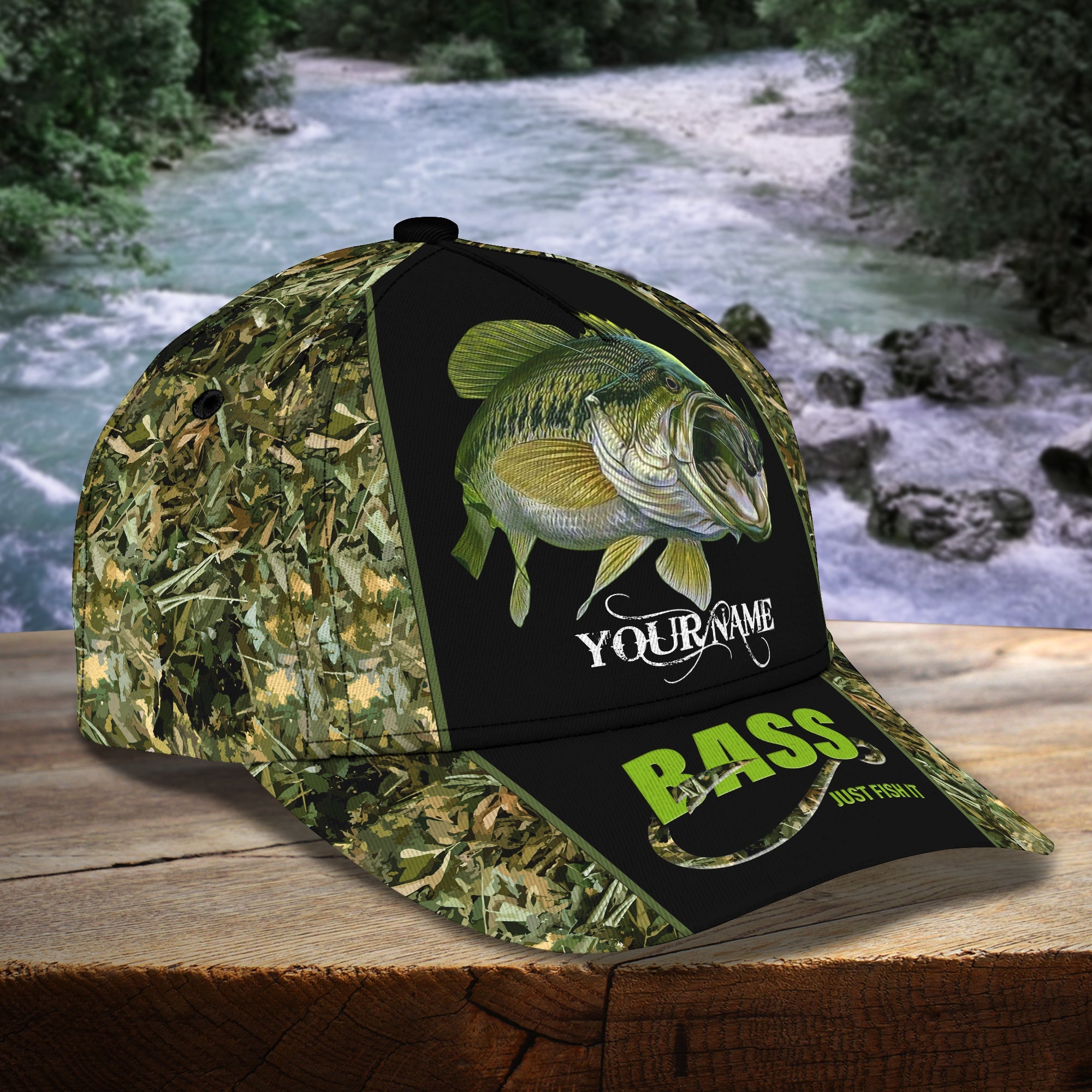 Bass Just Fish It - Personalized Name Cap