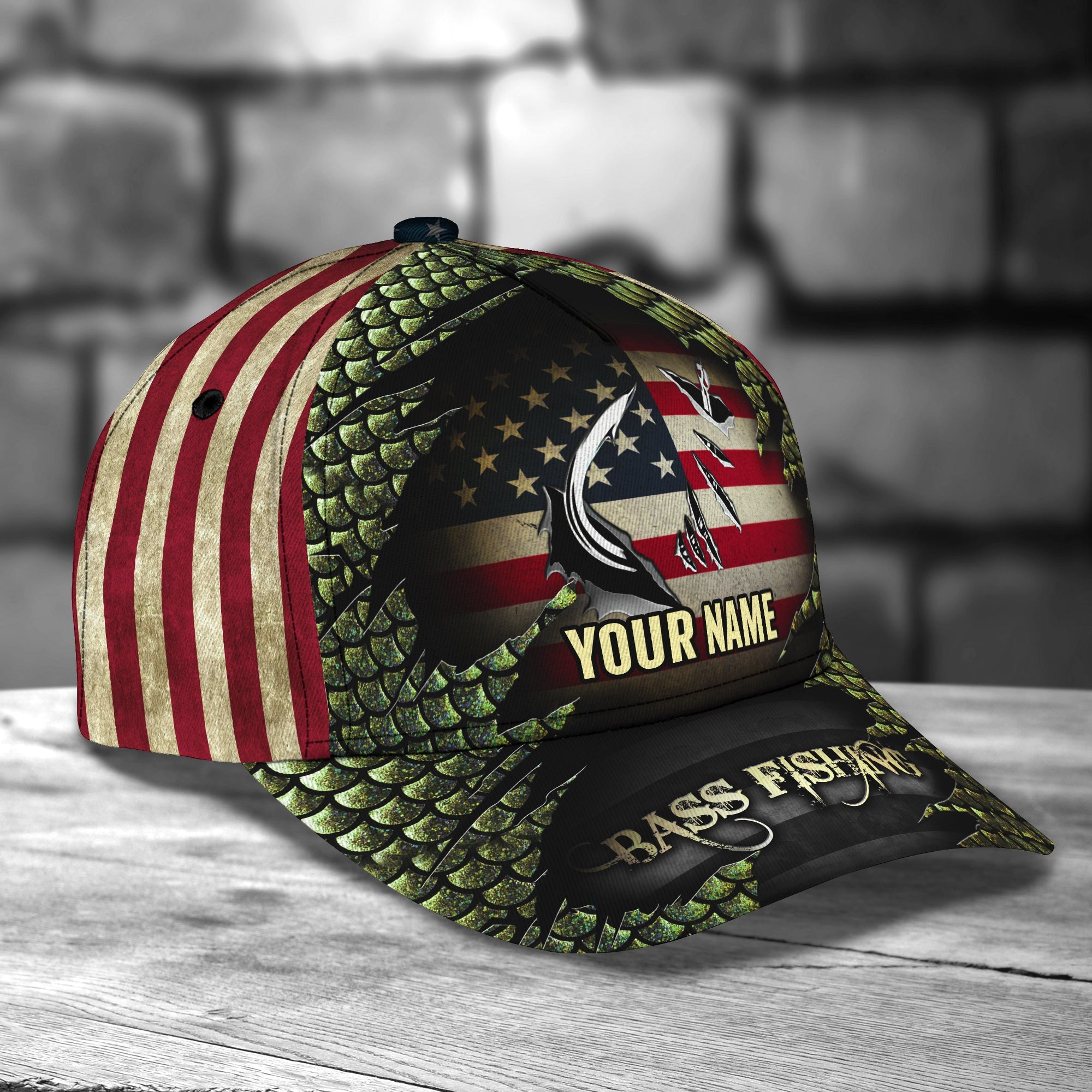 Bass Fishing - Personalize Name Cap 009