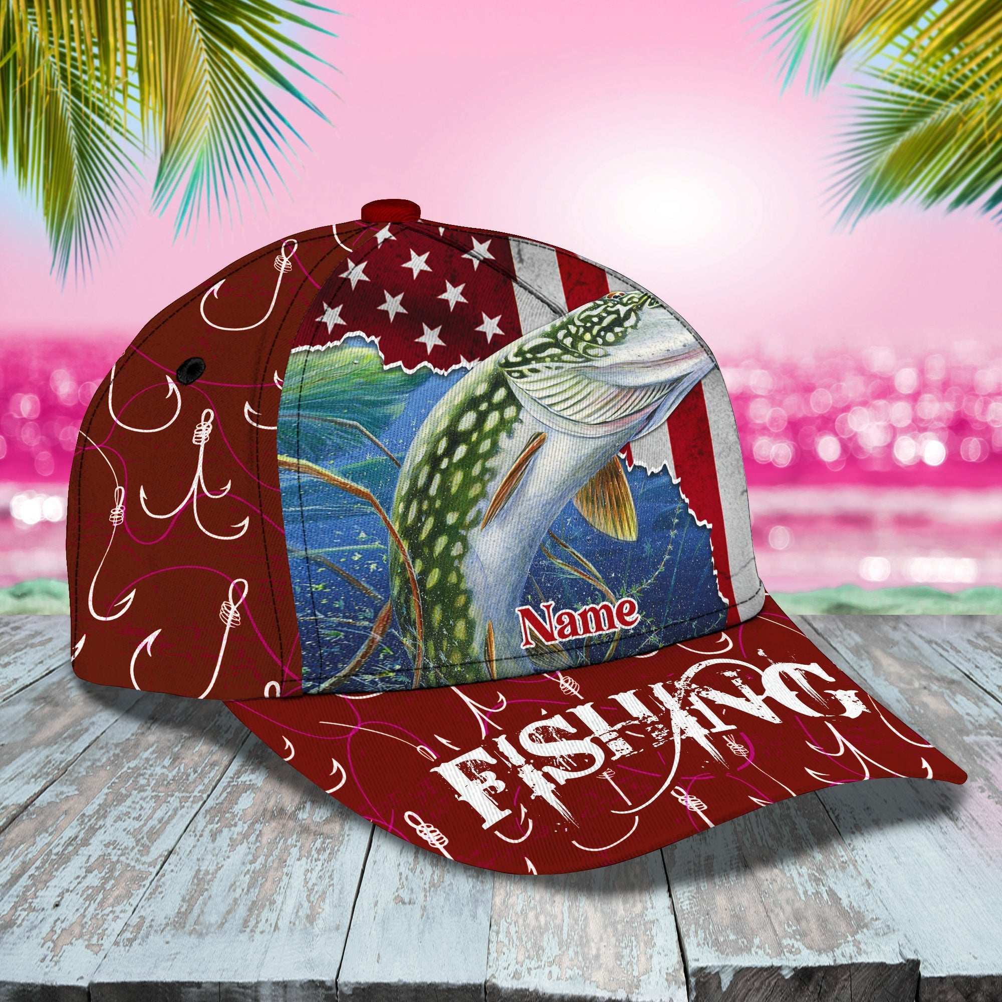 Fishaholicn Pike Fishing - Personalize Name Cap  - Loop - Ntp-206