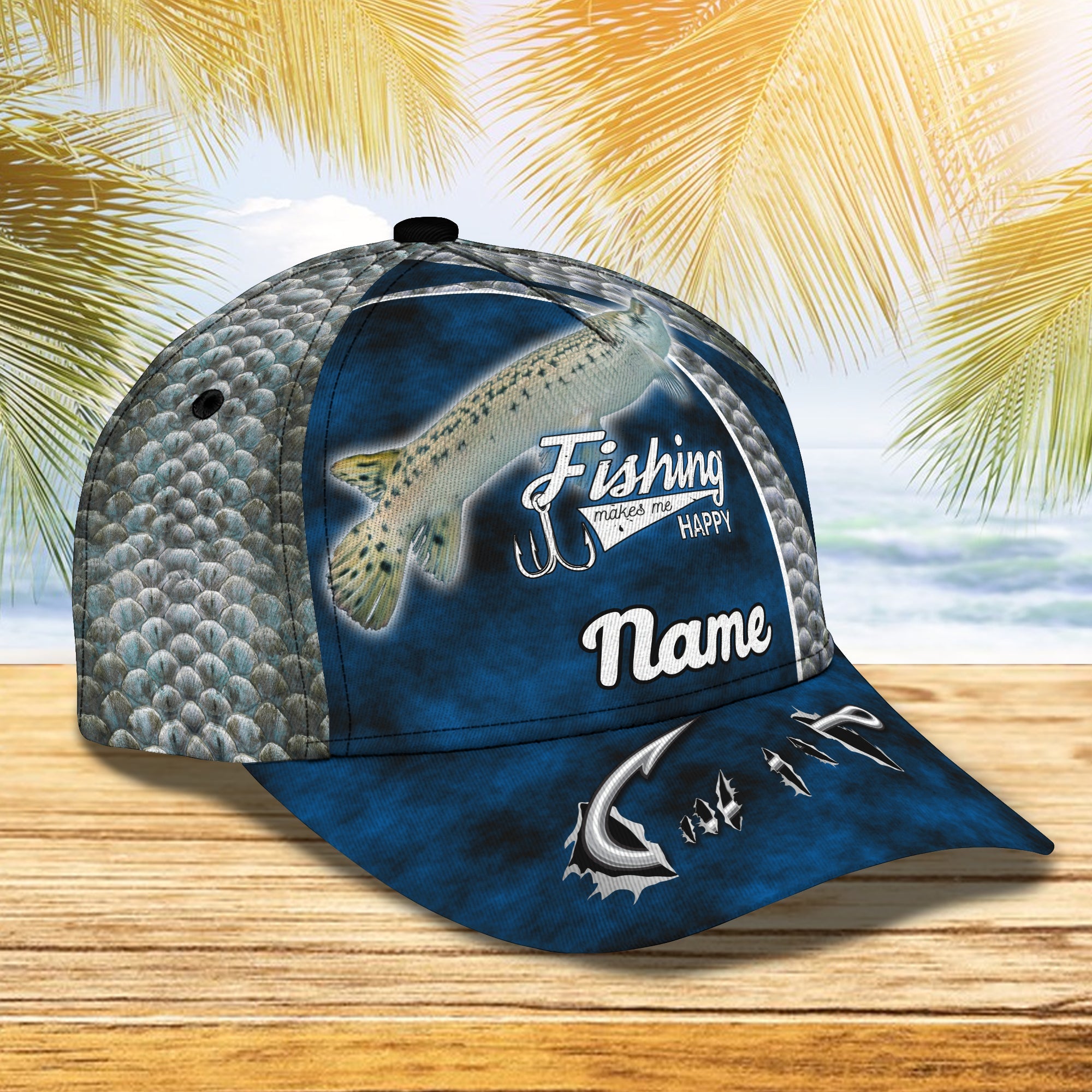 Gar Fishing (Blue) - Personalize Name Cap  - Loop - Ntp-201